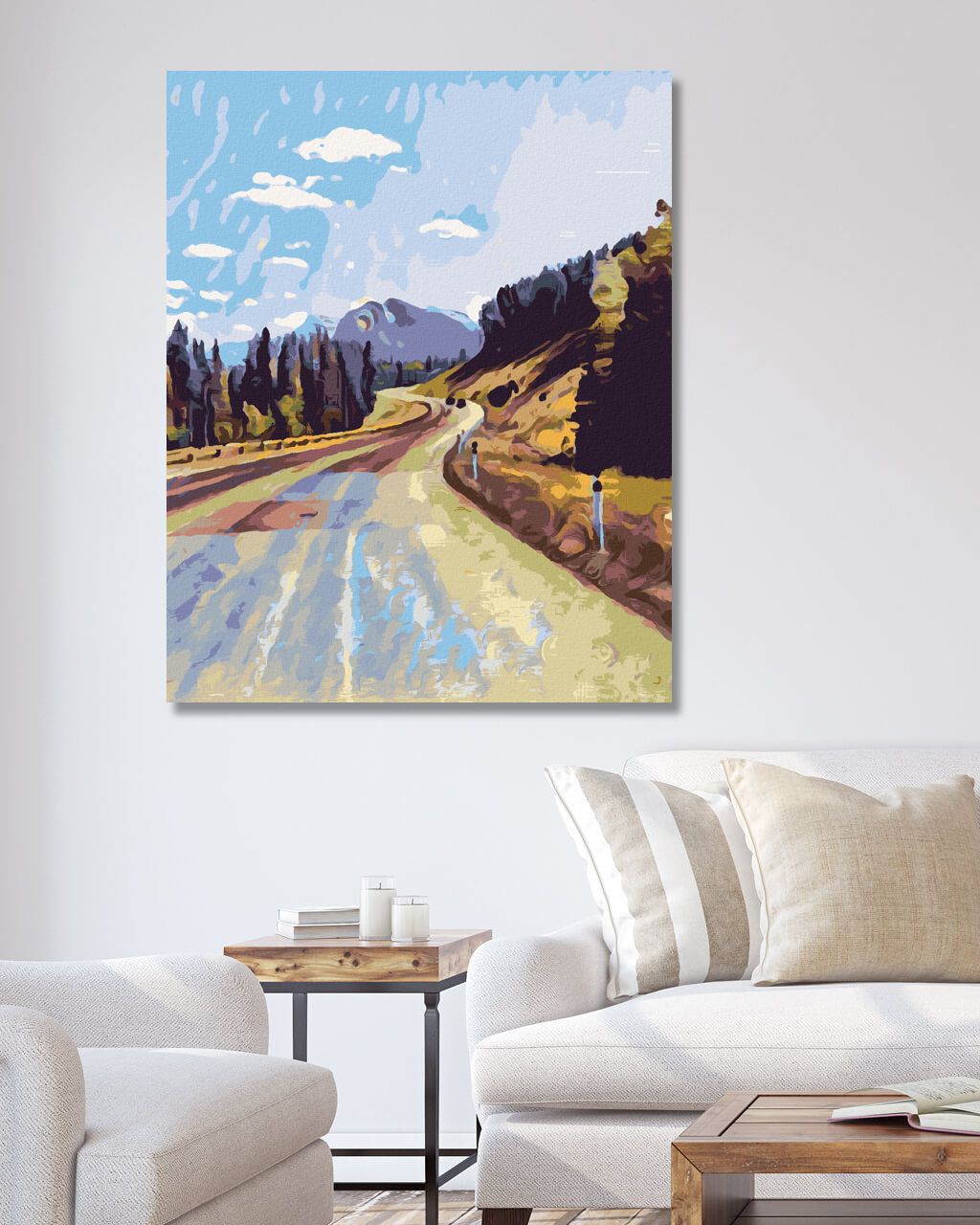 zuty Malování podle čísel - SILNICE MEZI LESY - Rozměr: 40x50 cm, Rámování: Varianta: vypnuté plátno na rám - obrázek 2