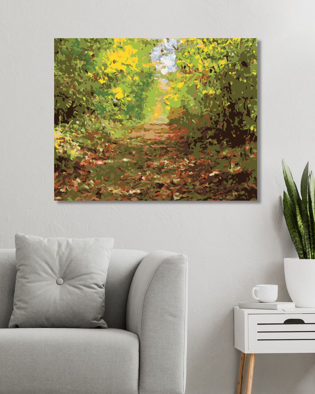 zuty Malování podle čísel - PĚŠÍ ULIČKA V LESE - Rozměr: 40x50 cm, Rámování: Varianta: bez rámu a bez vypnutí plátna - obrázek 4