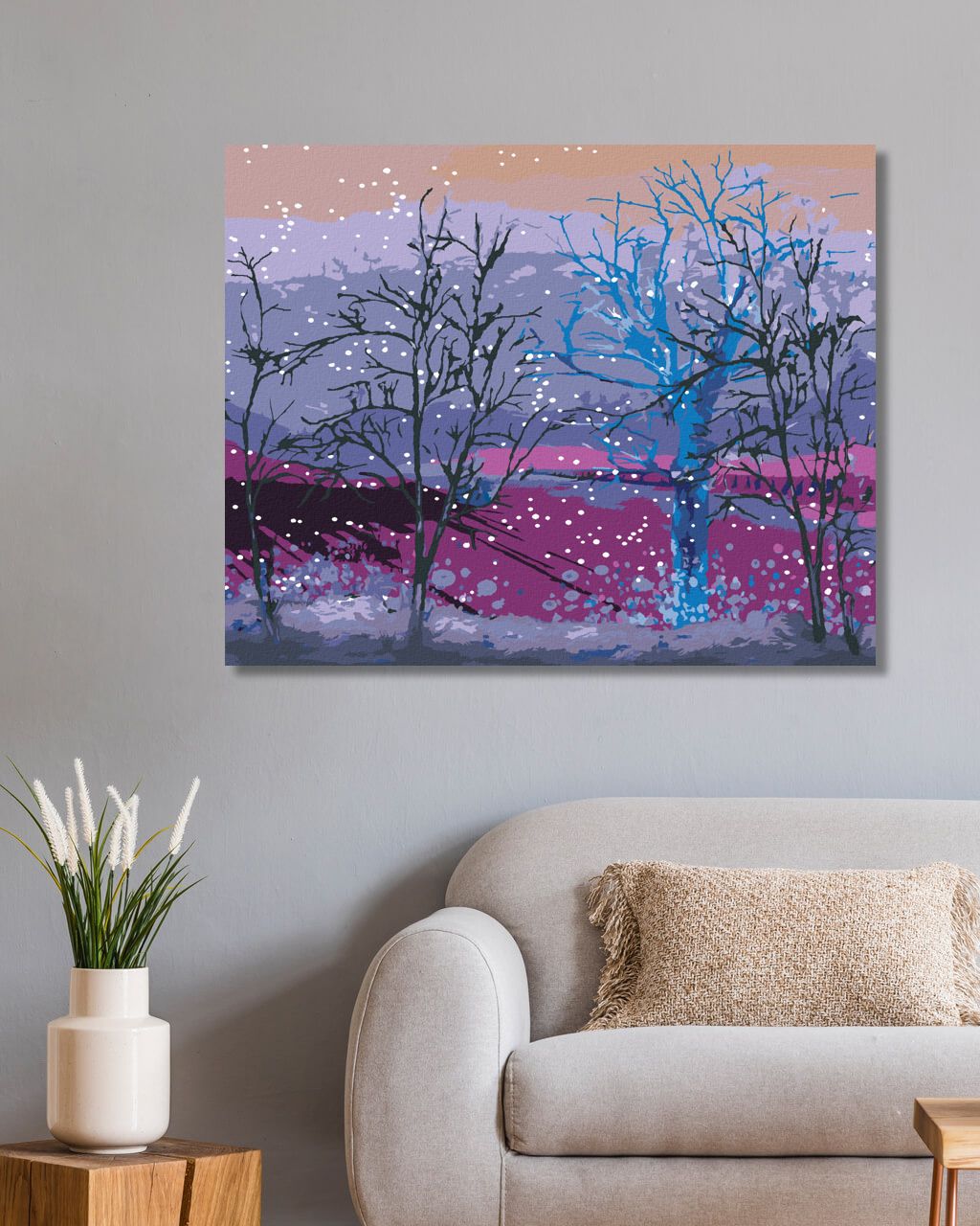 zuty Malování podle čísel - RANNÍ SNÍŽEK PADAJÍCÍ NA STROMY V LESE - Rozměr: 40x50 cm, Rámování: Varianta: bez rámu a bez vypnutí plátna - obrázek 4