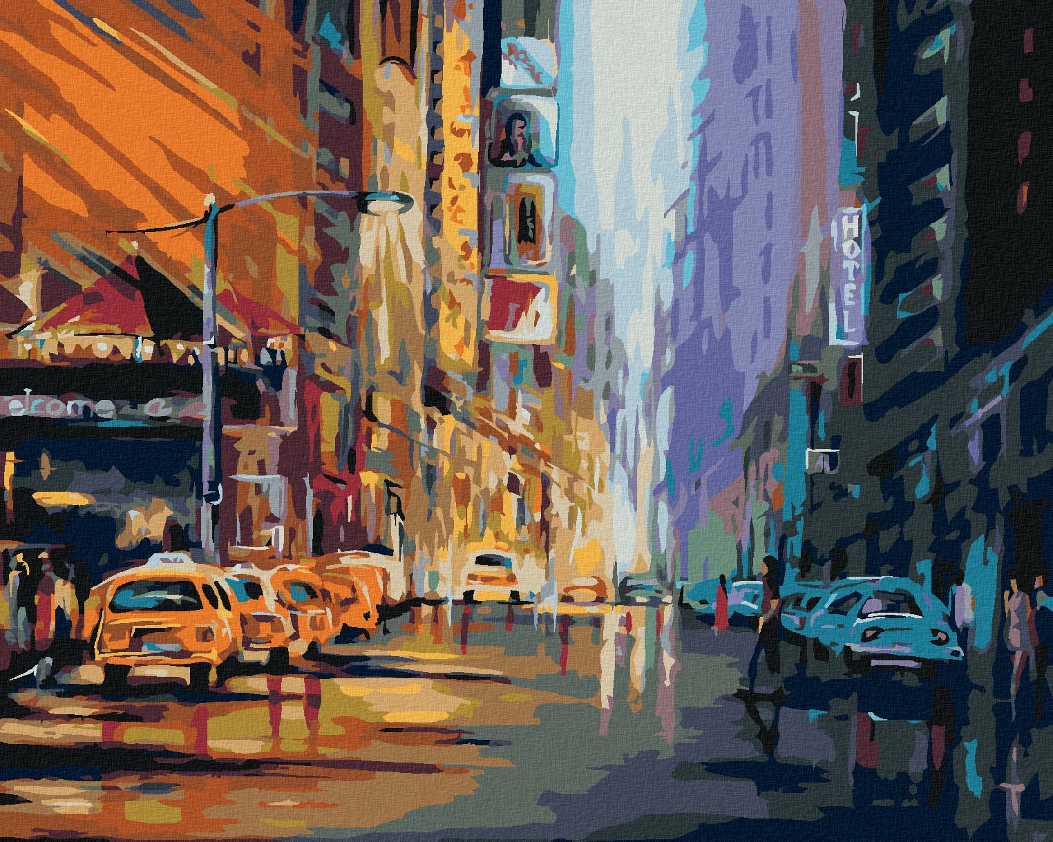 zuty Malování podle čísel - VEČERNÍ ŽIVOT V NEW YORKU - Rozměr: 40x50 cm, Rámování: Varianta: vypnuté plátno na rám - obrázek 1