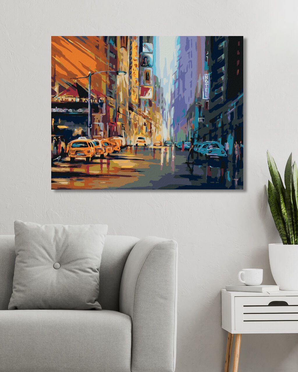 zuty Malování podle čísel - VEČERNÍ ŽIVOT V NEW YORKU - Rozměr: 40x50 cm, Rámování: Varianta: vypnuté plátno na rám - obrázek 2