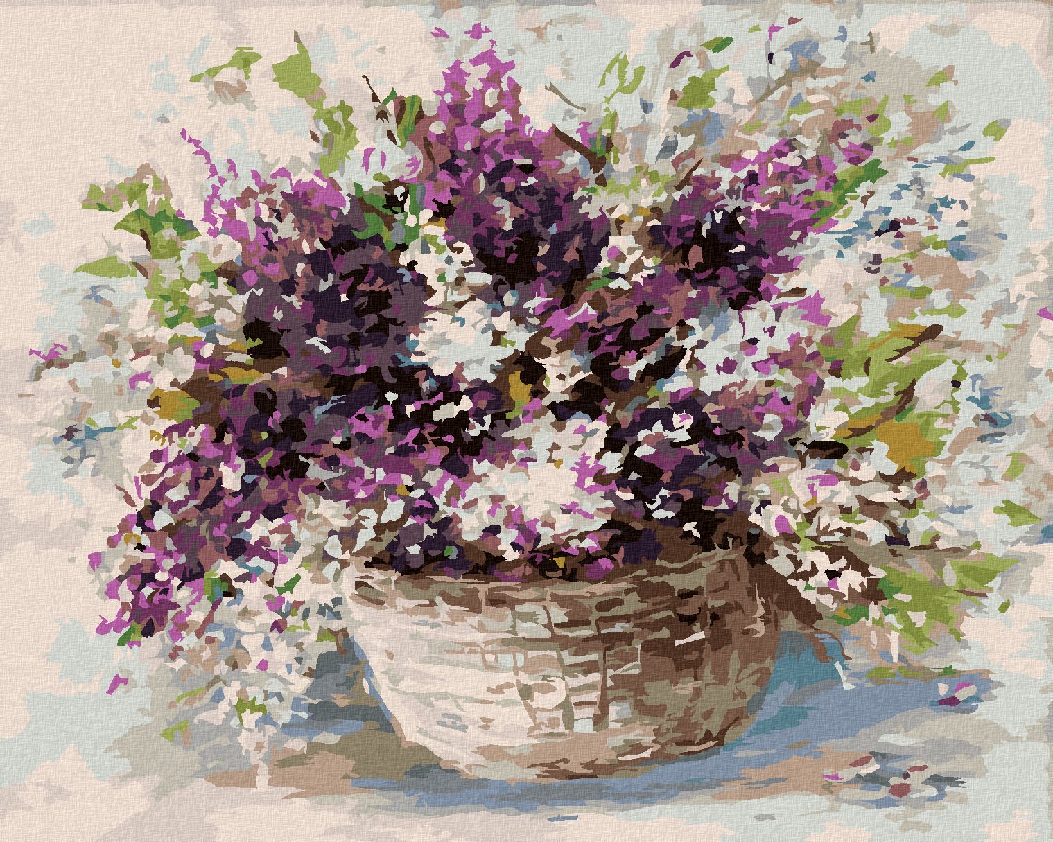 zuty Malování podle čísel - LEVANDULE V PROUTĚNÉM KOŠÍKU - Rozměr: 40x50 cm, Rámování: Varianta: bez rámu a bez vypnutí plátna - obrázek 1