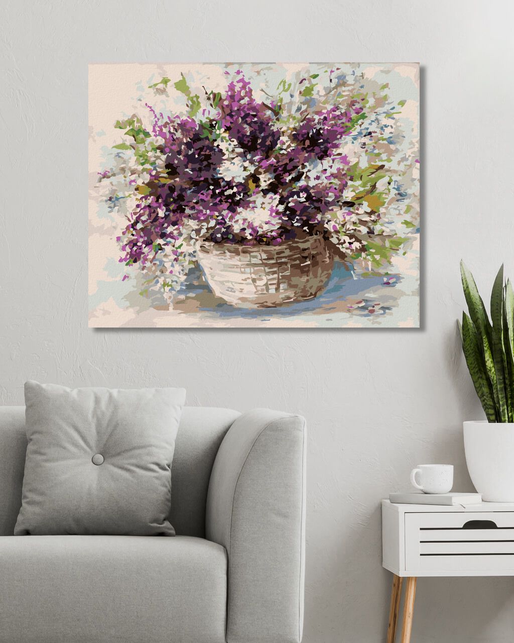 zuty Malování podle čísel - LEVANDULE V PROUTĚNÉM KOŠÍKU - Rozměr: 40x50 cm, Rámování: Varianta: bez rámu a bez vypnutí plátna - obrázek 3