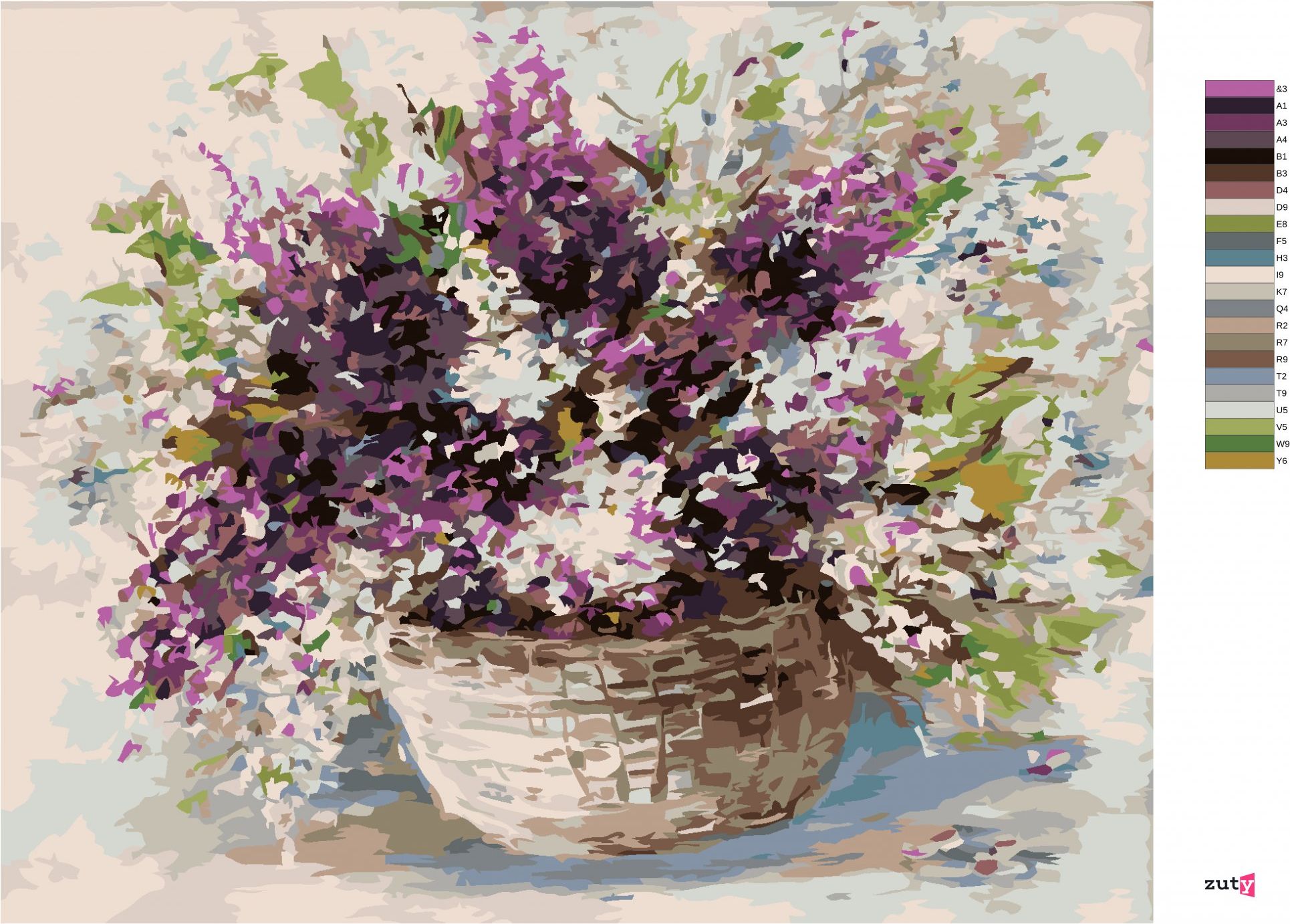 zuty Malování podle čísel - LEVANDULE V PROUTĚNÉM KOŠÍKU - Rozměr: 40x50 cm, Rámování: Varianta: bez rámu a bez vypnutí plátna - obrázek 8