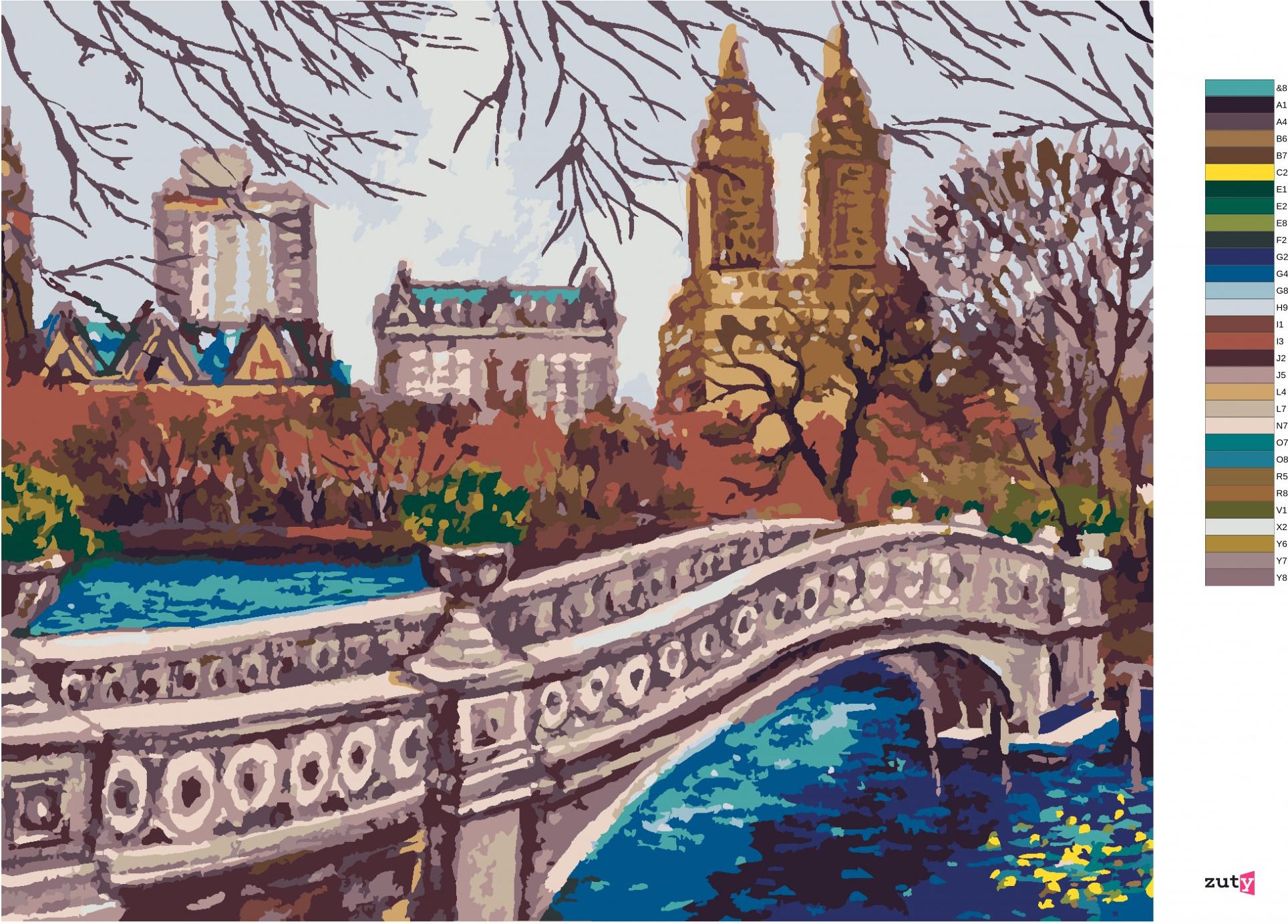 zuty Malování podle čísel - NEW YORK CENTRAL PARK I - Rozměr: 40x50 cm, Rámování: Varianta: vypnuté plátno na rám - obrázek 4
