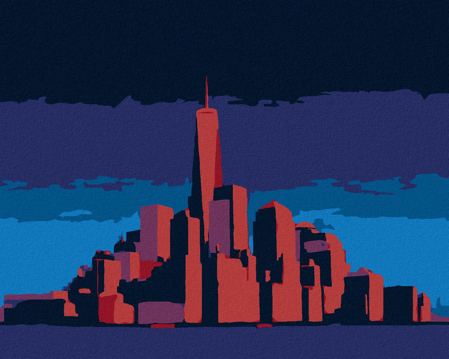 zuty Malování podle čísel - ZÁŘICÍ MANHATTAN V NEW YORKU - Rozměr: 40x50 cm, Rámování: Varianta: vypnuté plátno na rám - obrázek 1