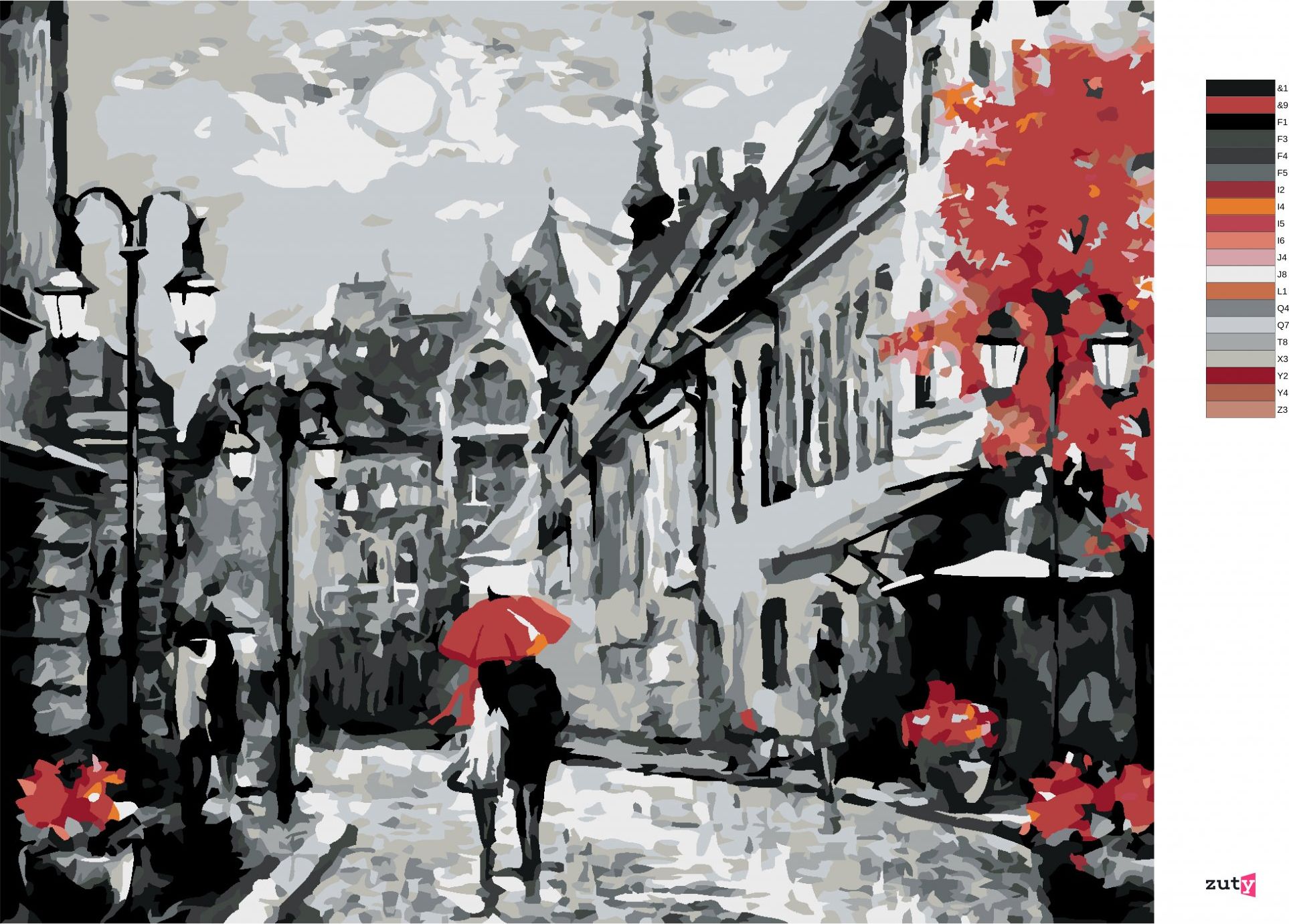 zuty Malování podle čísel - LIDÉ POD DEŠTNÍKEM V BUDAPEŠTI - Rozměr: 40x50 cm, Rámování: Varianta: bez rámu a bez vypnutí plátna - obrázek 8