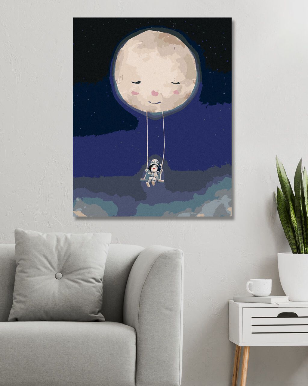 zuty Malování podle čísel - DÍVKA HOUPAJÍCÍ SE NA MĚSÍCI - Rozměr: 40x50 cm, Rámování: Varianta: bez rámu a bez vypnutí plátna - obrázek 5