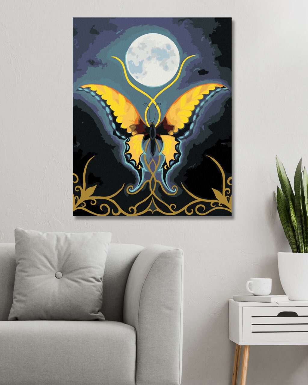 zuty Malování podle čísel - MOTÝL S ORNAMENTEM MĚSÍCE - Rozměr: 40x50 cm, Rámování: Varianta: bez rámu a bez vypnutí plátna - obrázek 10