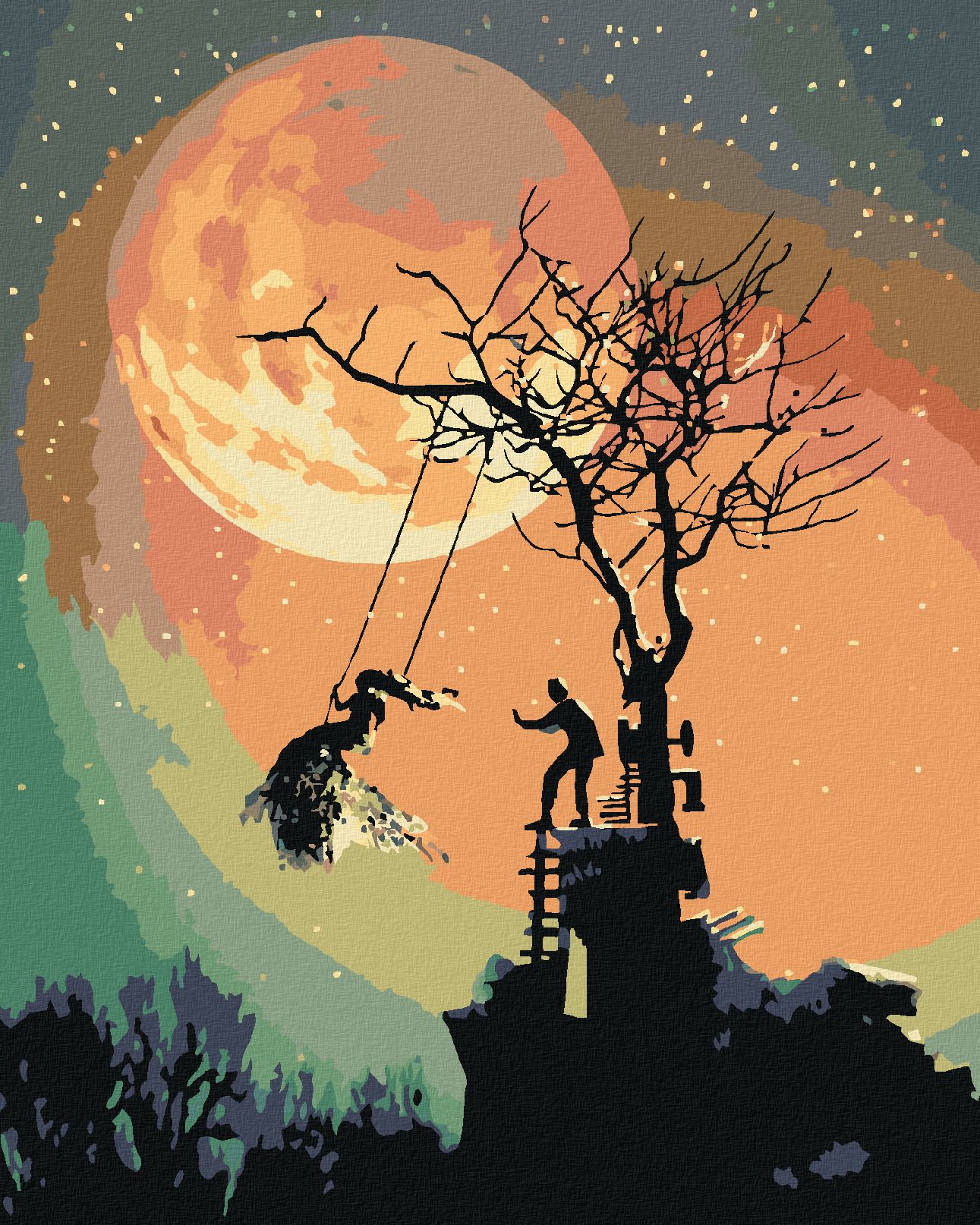 zuty Malování podle čísel - HALLOWEEN A ÚPLNĚK - Rozměr: 40x50 cm, Rámování: Varianta: vypnuté plátno na rám - obrázek 1