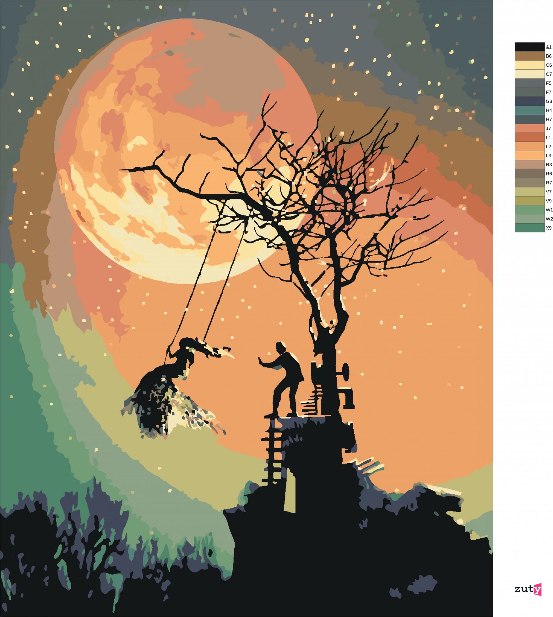zuty Malování podle čísel - HALLOWEEN A ÚPLNĚK - Rozměr: 40x50 cm, Rámování: Varianta: vypnuté plátno na rám - obrázek 7