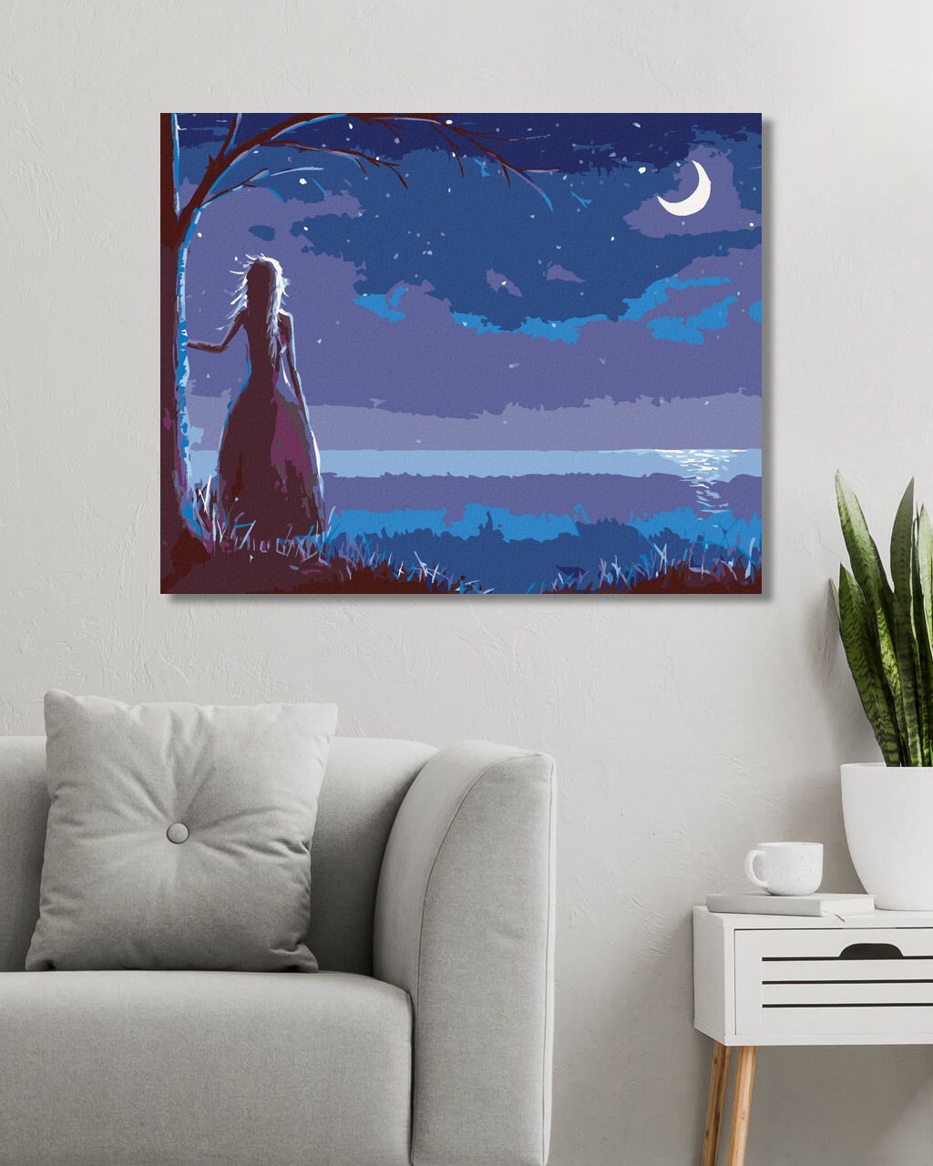 zuty Malování podle čísel - PRINCEZNA DÍVAJÍCÍ SE NA MĚSÍC - Rozměr: 40x50 cm, Rámování: Varianta: bez rámu a bez vypnutí plátna - obrázek 8