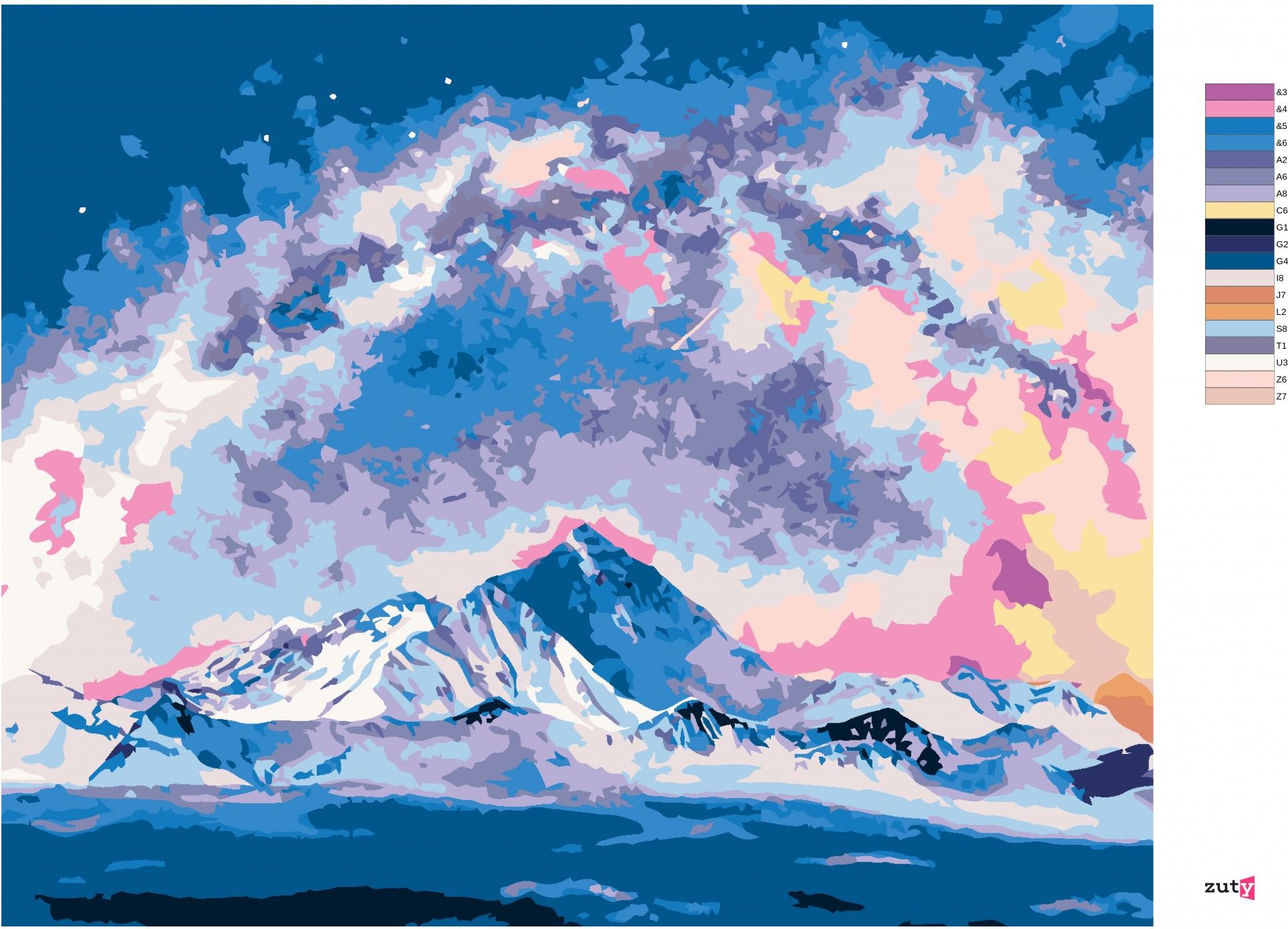 zuty Malování podle čísel - MOUNT EVEREST POD MLÉČNOU DRÁHOU - Rozměr: 40x50 cm, Rámování: Varianta: bez rámu a bez vypnutí plátna - obrázek 2