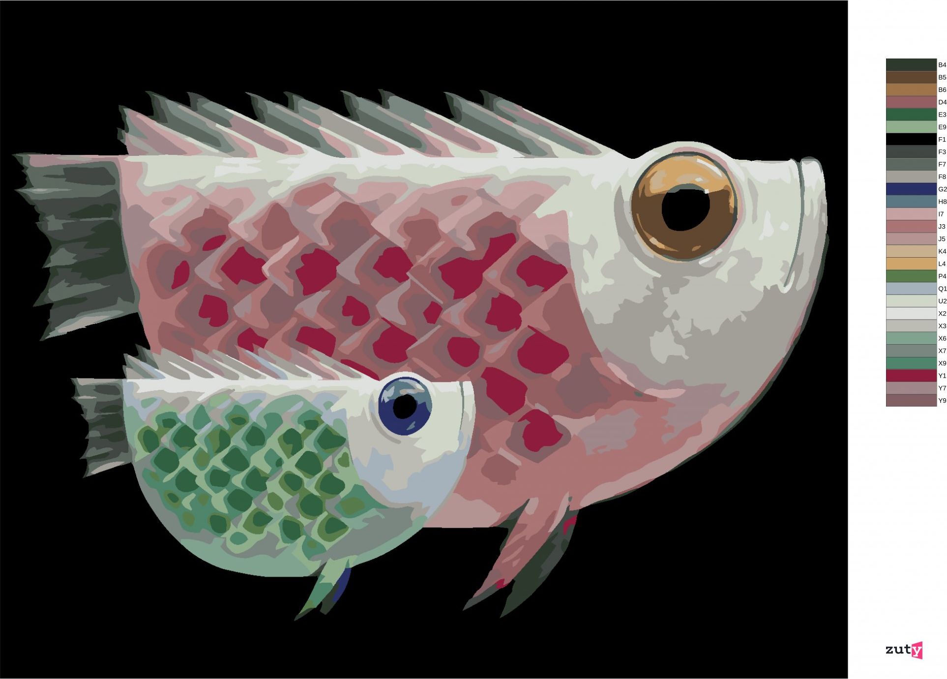 zuty Malování podle čísel - OBŘÍ RYBA A JEJÍ OBŘÍ MIMINKO - Rozměr: 40x50 cm, Rámování: Varianta: vypnuté plátno na rám - obrázek 3