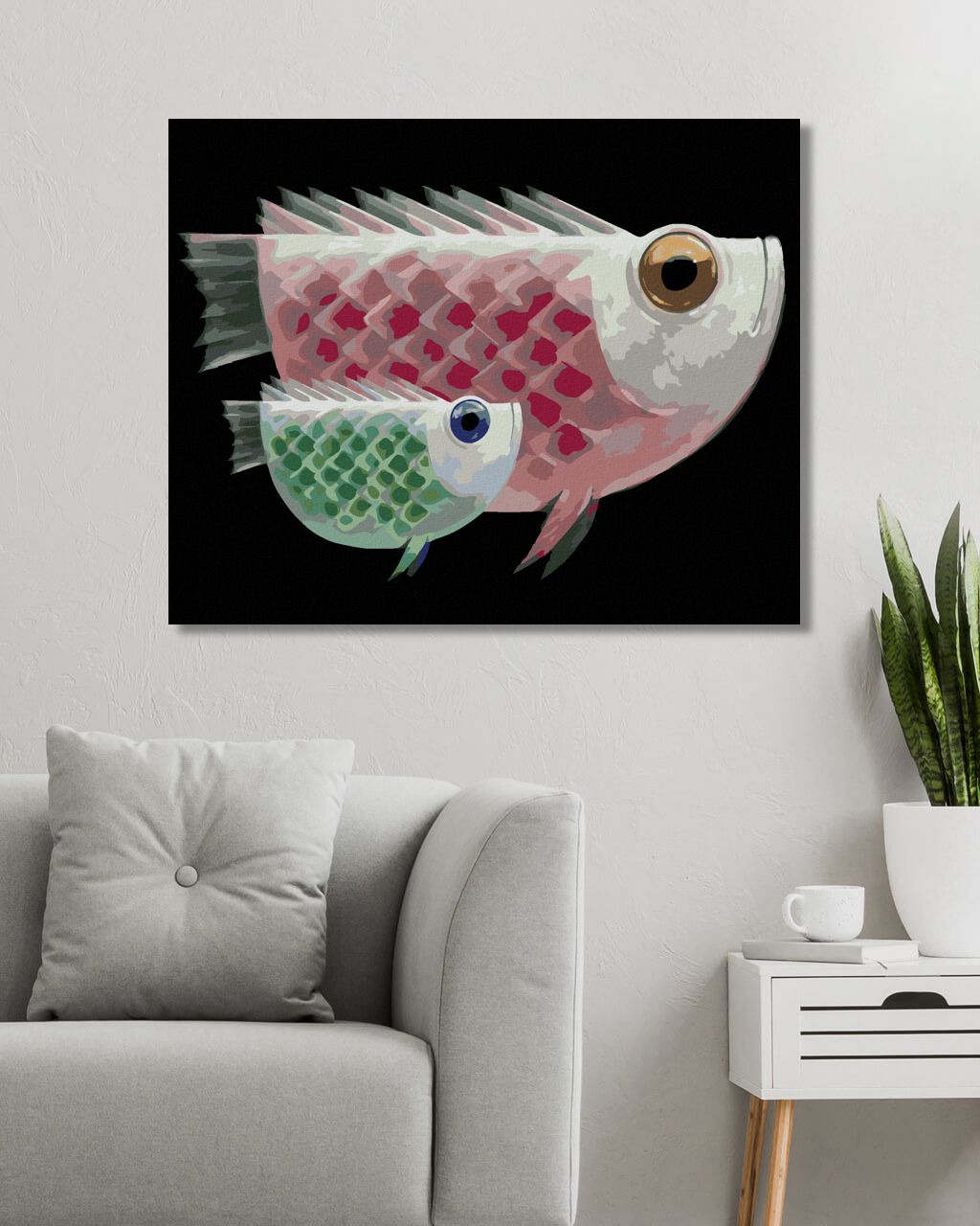 zuty Malování podle čísel - OBŘÍ RYBA A JEJÍ OBŘÍ MIMINKO - Rozměr: 40x50 cm, Rámování: Varianta: vypnuté plátno na rám - obrázek 7
