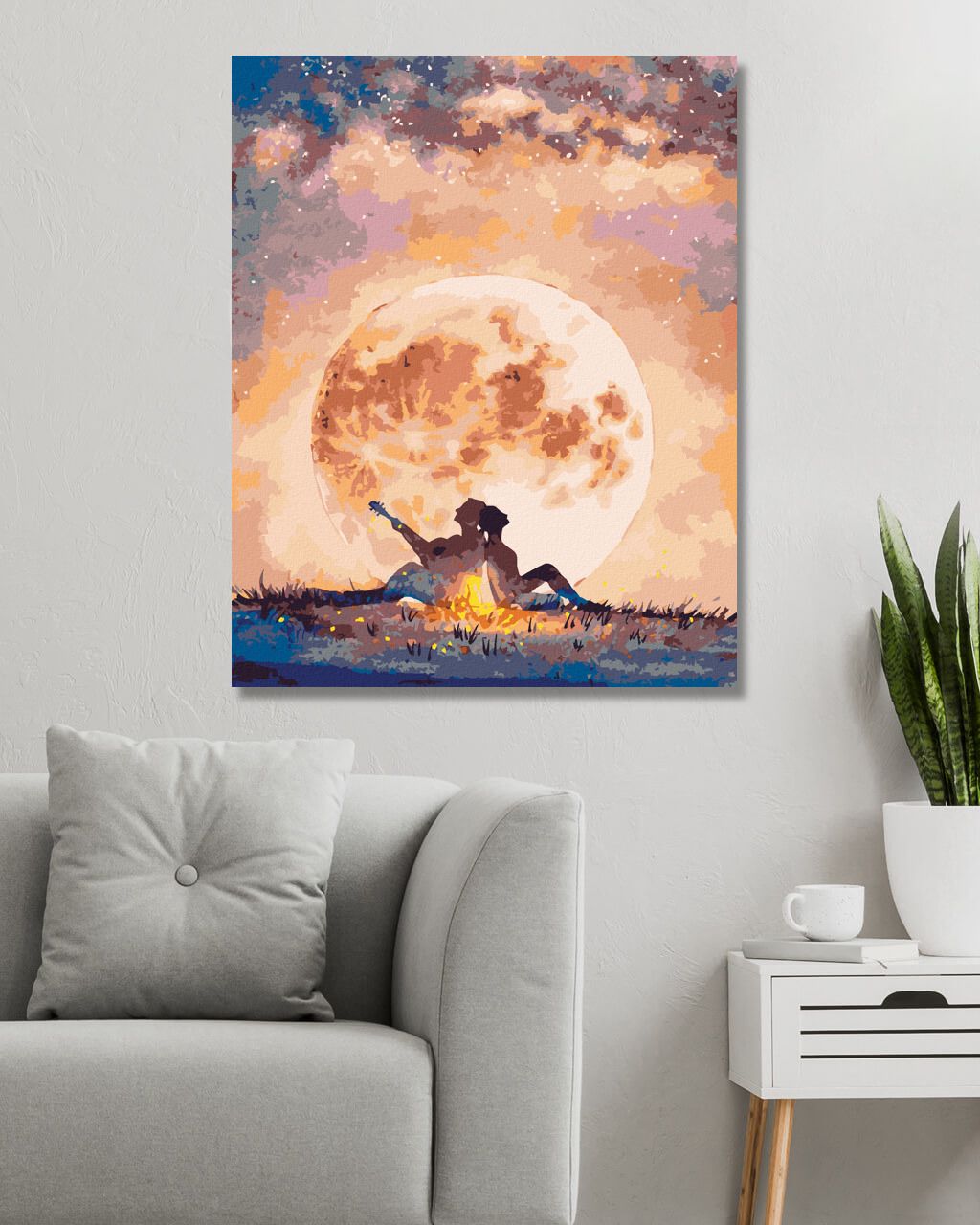 zuty Malování podle čísel - CHLAPEC S KYTAROU A DÍVKOU POD MĚSÍCEM - Rozměr: 40x50 cm, Rámování: Varianta: bez rámu a bez vypnutí plátna - obrázek 6