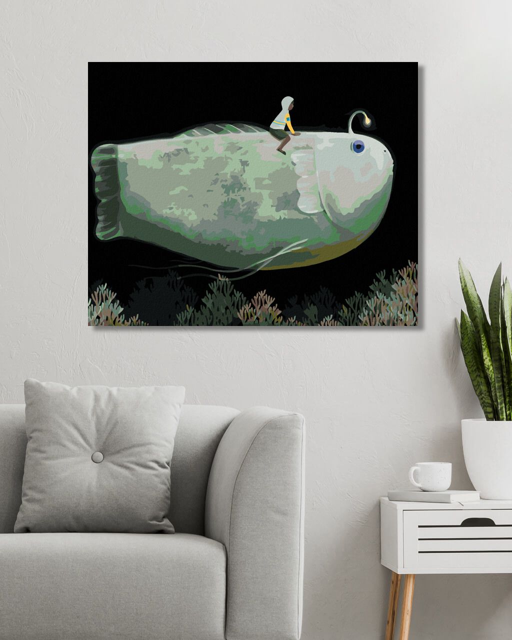 zuty Malování podle čísel - OBŘÍ RYBA S LAMPIČKOU - Rozměr: 40x50 cm, Rámování: Varianta: bez rámu a bez vypnutí plátna - obrázek 7
