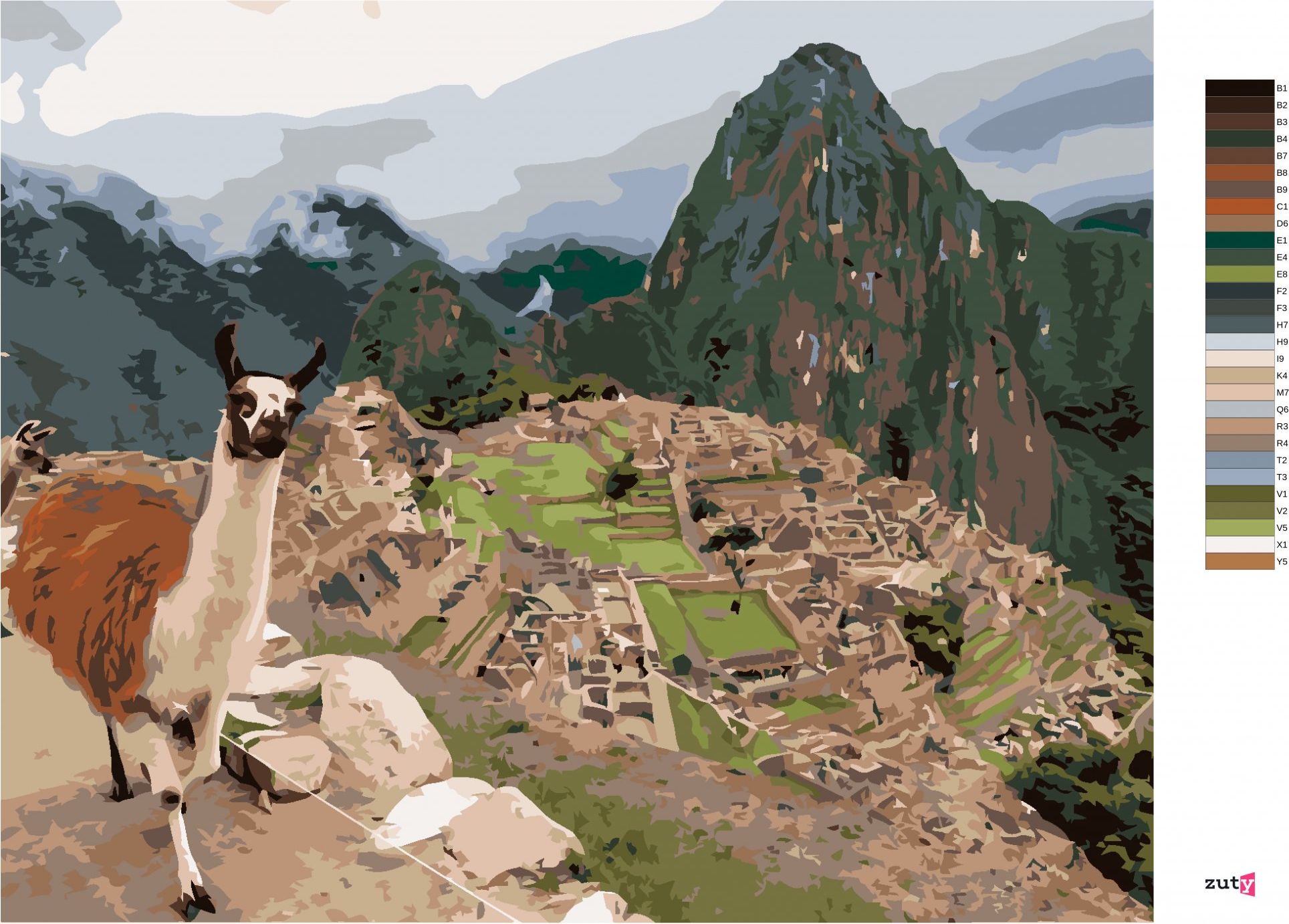 zuty Malování podle čísel - LAMA A MACHU PICCHU - Rozměr: 40x50 cm, Rámování: Varianta: bez rámu a bez vypnutí plátna - obrázek 4