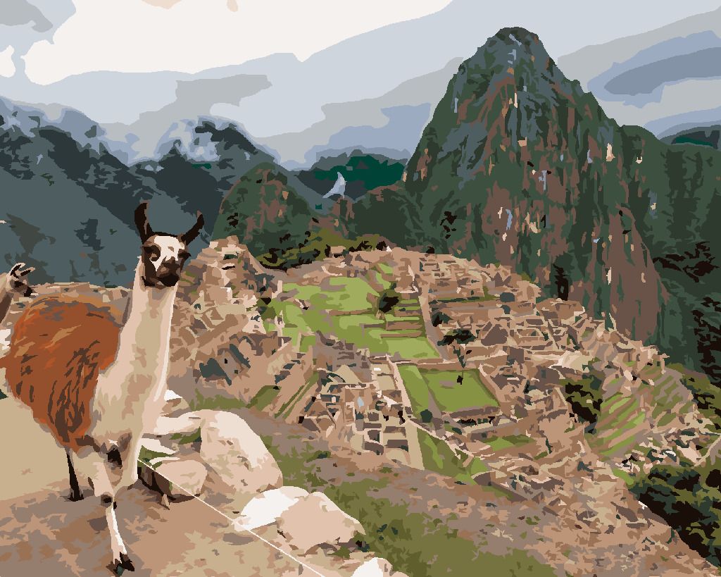 zuty Malování podle čísel - LAMA A MACHU PICCHU - Rozměr: 40x50 cm, Rámování: Varianta: bez rámu a bez vypnutí plátna - obrázek 5