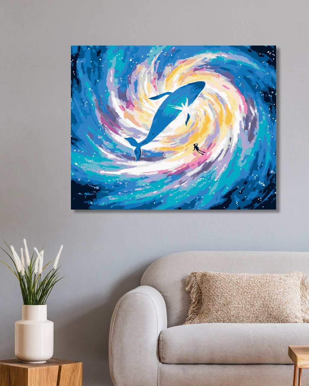 zuty Malování podle čísel - POTÁPĚNÍ S VELRYBOU VE VESMÍRU - Rozměr: 40x50 cm, Rámování: Varianta: vypnuté plátno na rám - obrázek 8