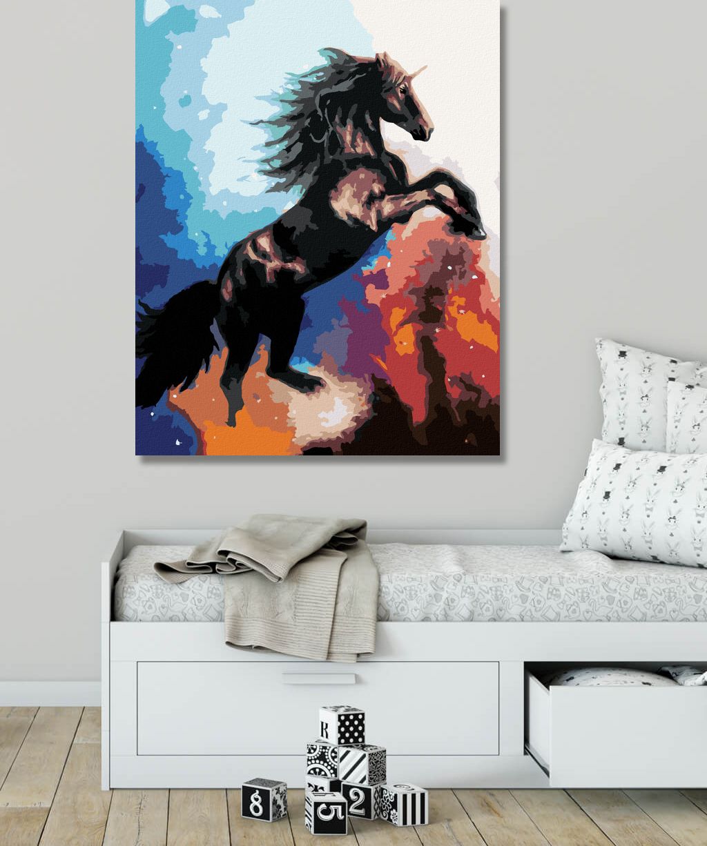 zuty Malování podle čísel - JEDNOROŽEC VE VESMÍRU - Rozměr: 40x50 cm, Rámování: Varianta: vypnuté plátno na rám - obrázek 2