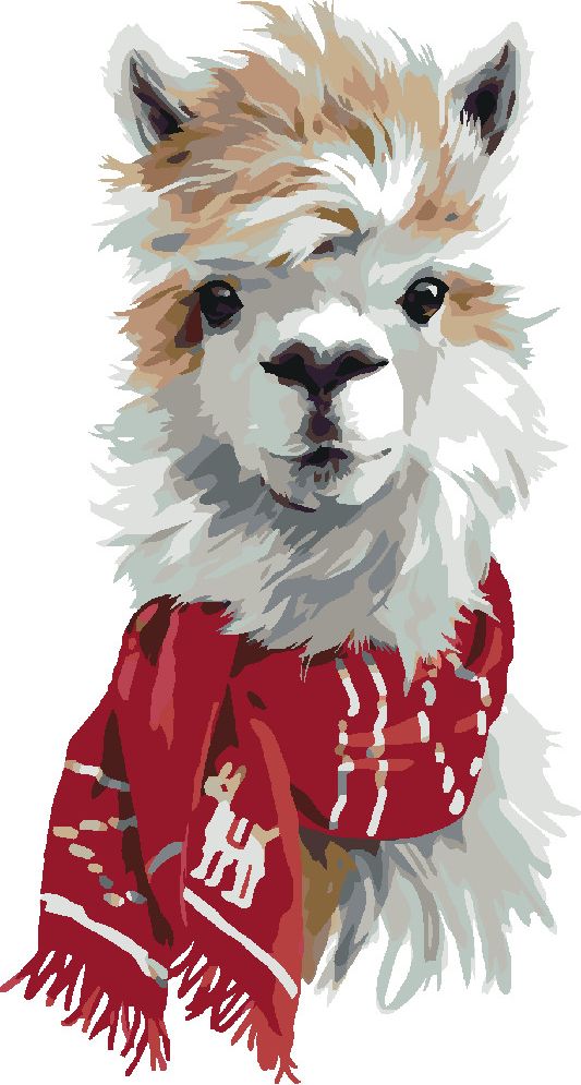 zuty Malování podle čísel - LAMA S ČERVENOU ŠÁLOU - Rozměr: 40x50 cm, Rámování: Varianta: vypnuté plátno na rám - obrázek 8