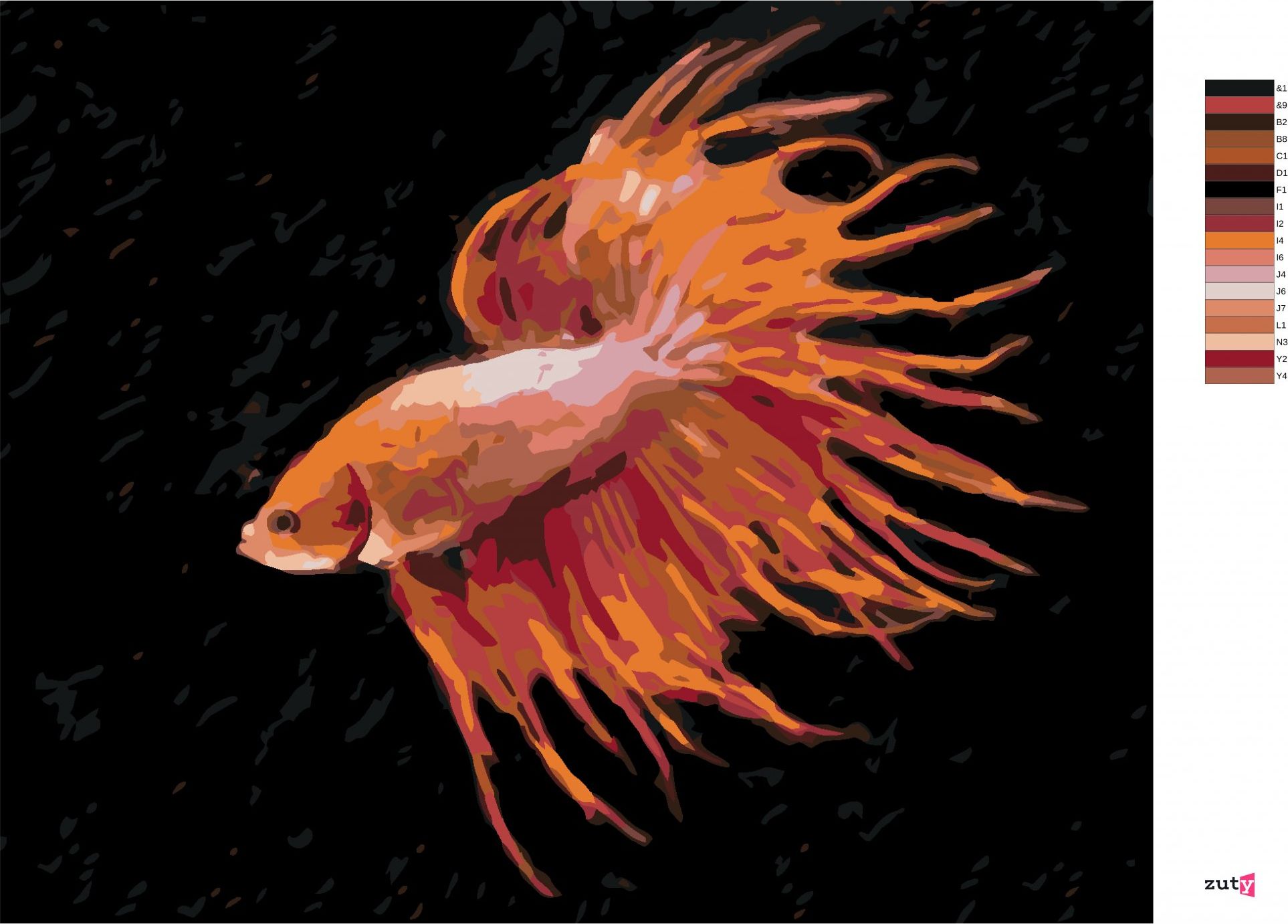 zuty Malování podle čísel - ČERVENÁ RYBA - Rozměr: 40x50 cm, Rámování: Varianta: bez rámu a bez vypnutí plátna - obrázek 10