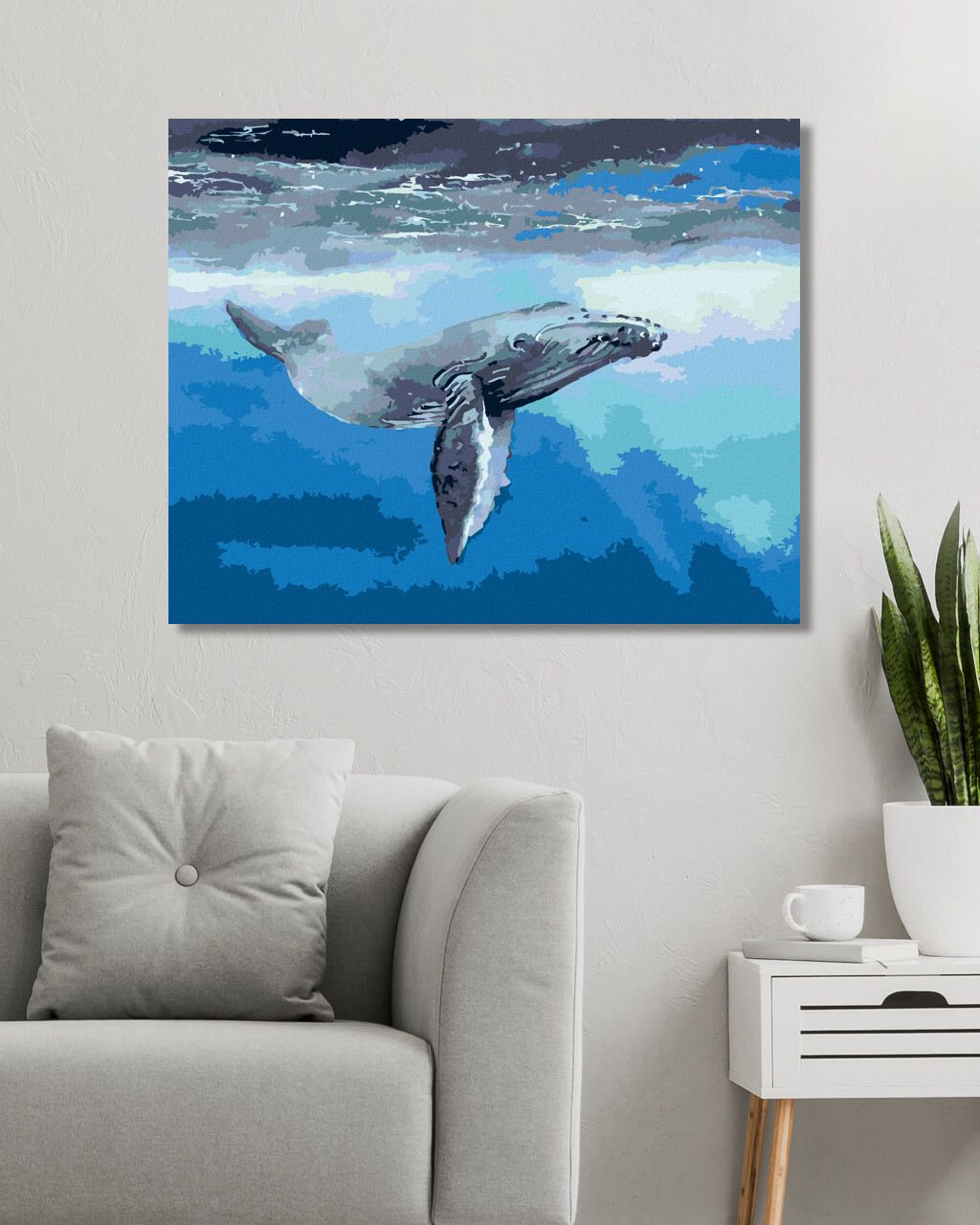 zuty Malování podle čísel - VELRYBA V TEMNÉM MOŘI - Rozměr: 40x50 cm, Rámování: Varianta: bez rámu a bez vypnutí plátna - obrázek 7