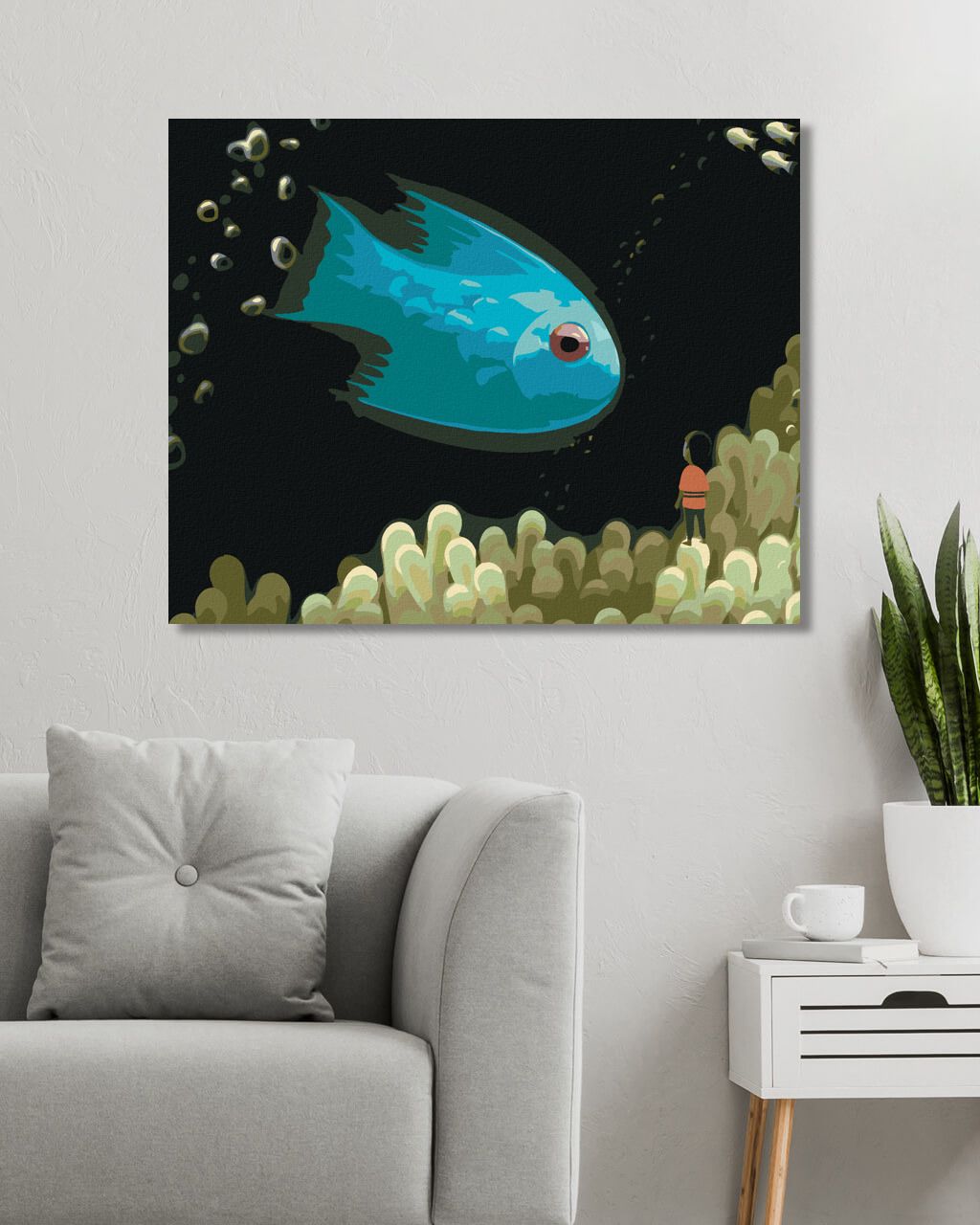 zuty Malování podle čísel - MODRÁ RYBKA - Rozměr: 40x50 cm, Rámování: Varianta: bez rámu a bez vypnutí plátna - obrázek 5