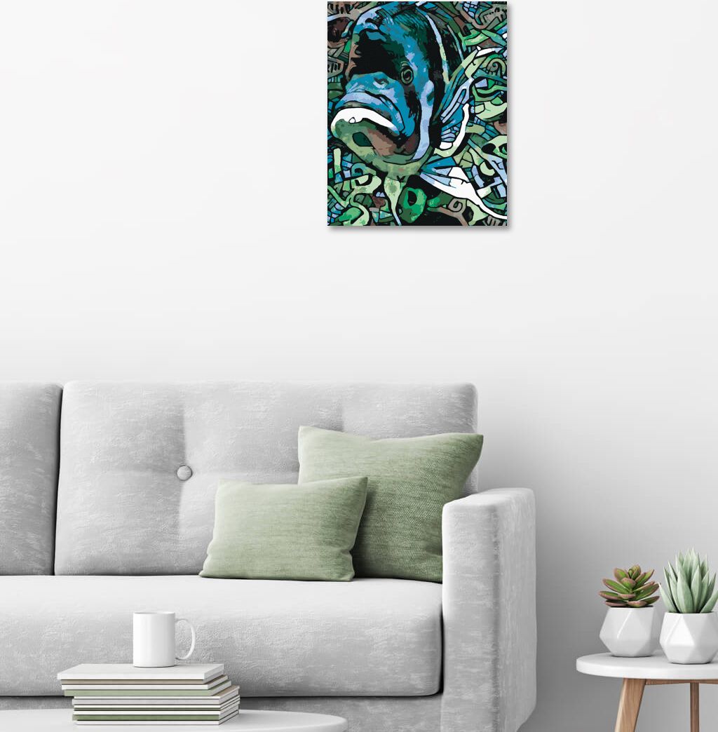 zuty Malování podle čísel - ABSTRAKTNÍ RYBA ZELENÁ - Rozměr: 40x50 cm, Rámování: Varianta: vypnuté plátno na rám - obrázek 8