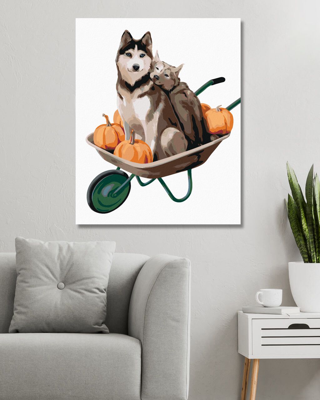 zuty Malování podle čísel - DVA HUSKY NA KOLEČKÁCH - Rozměr: 40x50 cm, Rámování: Varianta: bez rámu a bez vypnutí plátna - obrázek 2