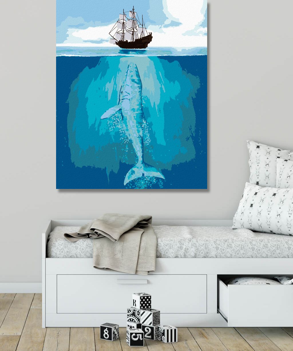 zuty Malování podle čísel - KEPORKAK NAPADÁ RYBÁŘSKOU LOĎ - Rozměr: 40x50 cm, Rámování: Varianta: vypnuté plátno na rám - obrázek 5