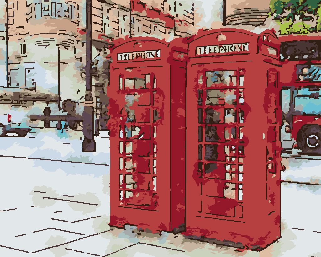 zuty Malování podle čísel - DVĚ TELEFONNÍ BUDKY V LONDÝNĚ - Rozměr: 40x50 cm, Rámování: Varianta: bez rámu a bez vypnutí plátna - obrázek 9