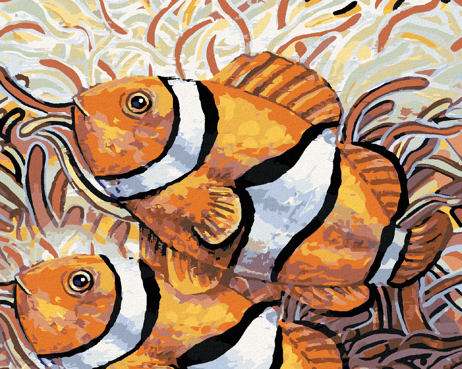 zuty Malování podle čísel - DVĚ RYBY - NEMO - Rozměr: 40x50 cm, Rámování: Varianta: bez rámu a bez vypnutí plátna - obrázek 1