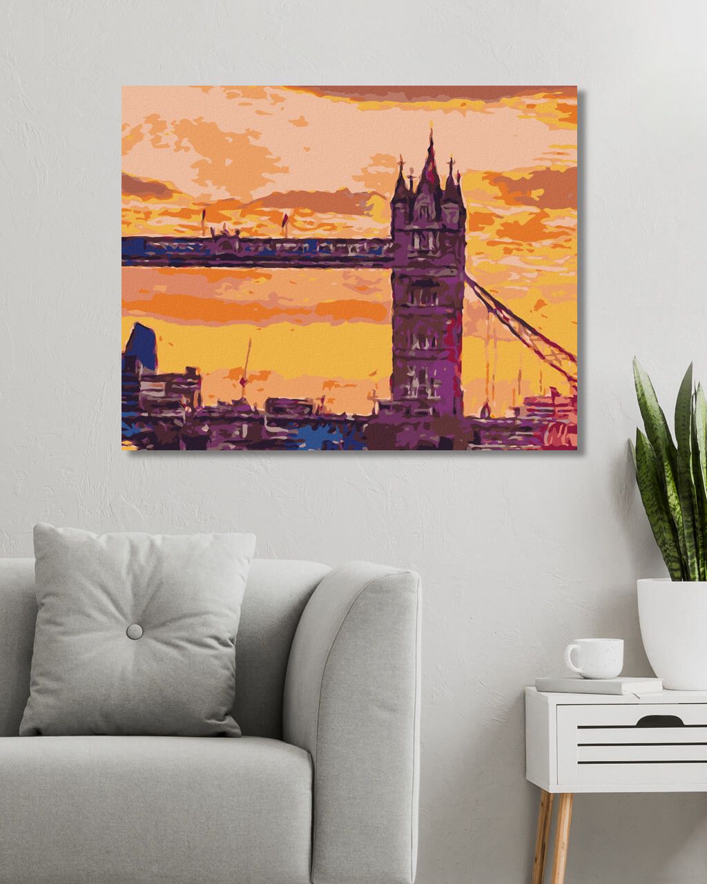 zuty Malování podle čísel - LONDÝNSKÝ TOWER BRIDGE PŘI ZÁPADU SLUNCE - Rozměr: 40x50 cm, Rámování: Varianta: bez rámu a bez vypnutí plátna - obrázek 6