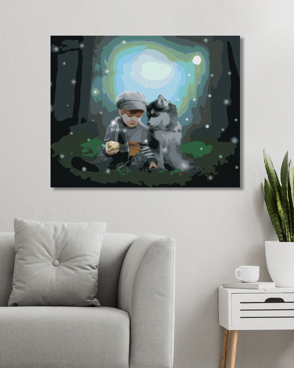 zuty Malování podle čísel - HUSKY A CHLAPEČEK V LESE - Rozměr: 40x50 cm, Rámování: Varianta: bez rámu a bez vypnutí plátna - obrázek 9