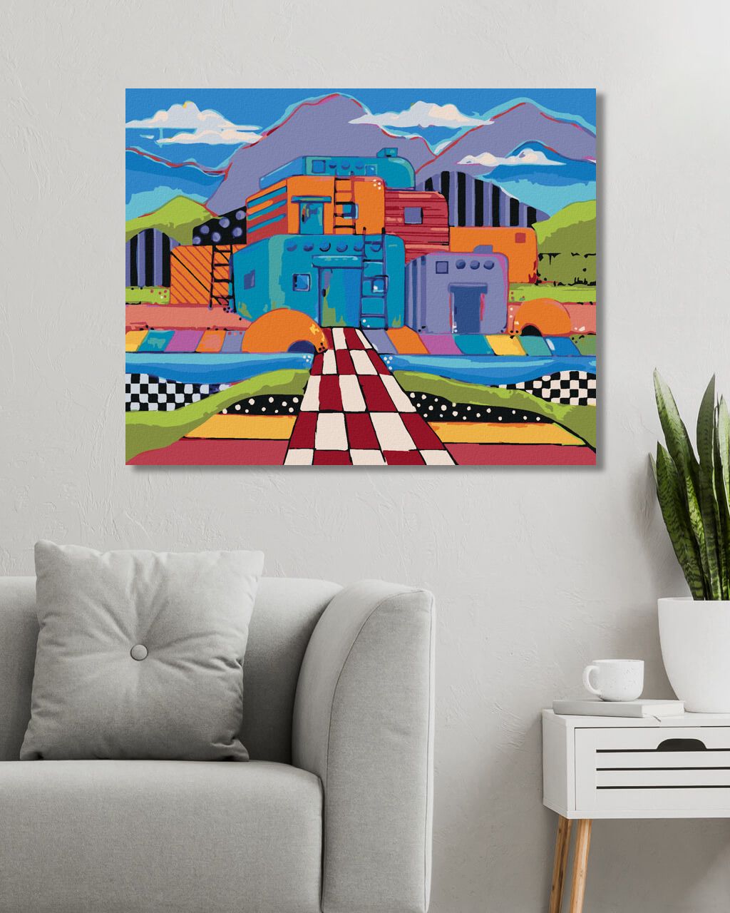 zuty Malování podle čísel - BAREVNÝ DŮM (JONNA JAMES) - Rozměr: 40x50 cm, Rámování: Varianta: vypnuté plátno na rám - obrázek 7