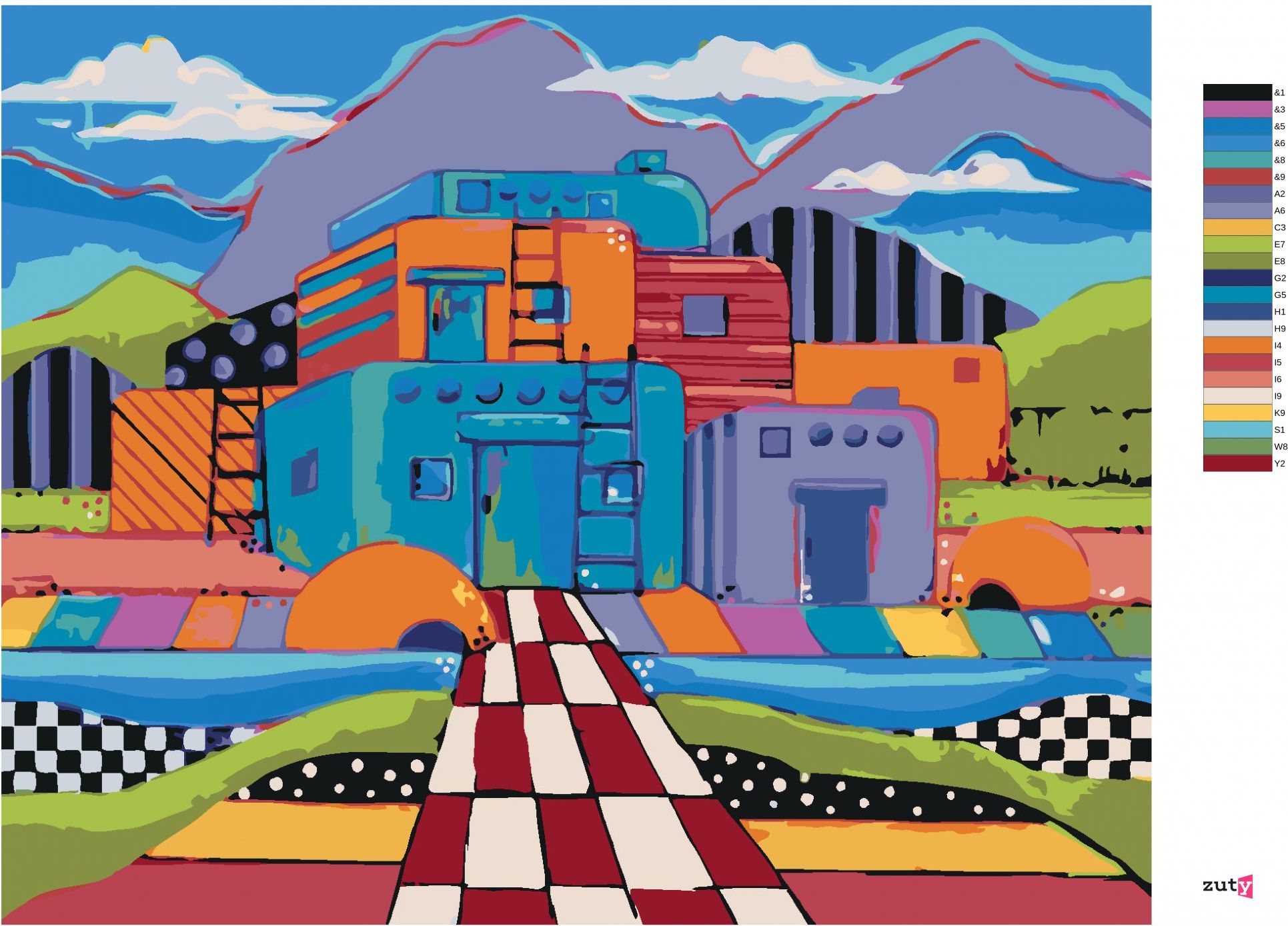 zuty Malování podle čísel - BAREVNÝ DŮM (JONNA JAMES) - Rozměr: 40x50 cm, Rámování: Varianta: vypnuté plátno na rám - obrázek 8