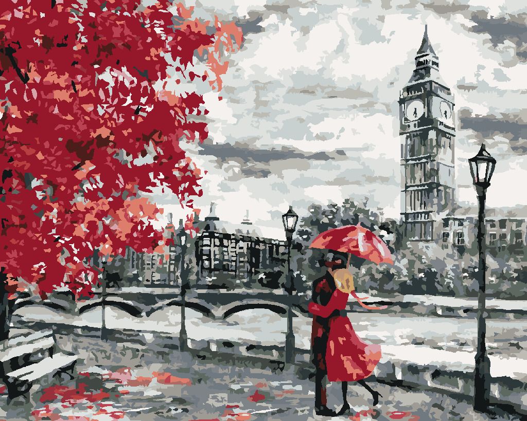 zuty Malování podle čísel - MILUJÍCÍ PÁR V LONDÝNĚ - Rozměr: 40x50 cm, Rámování: Varianta: bez rámu a bez vypnutí plátna - obrázek 4