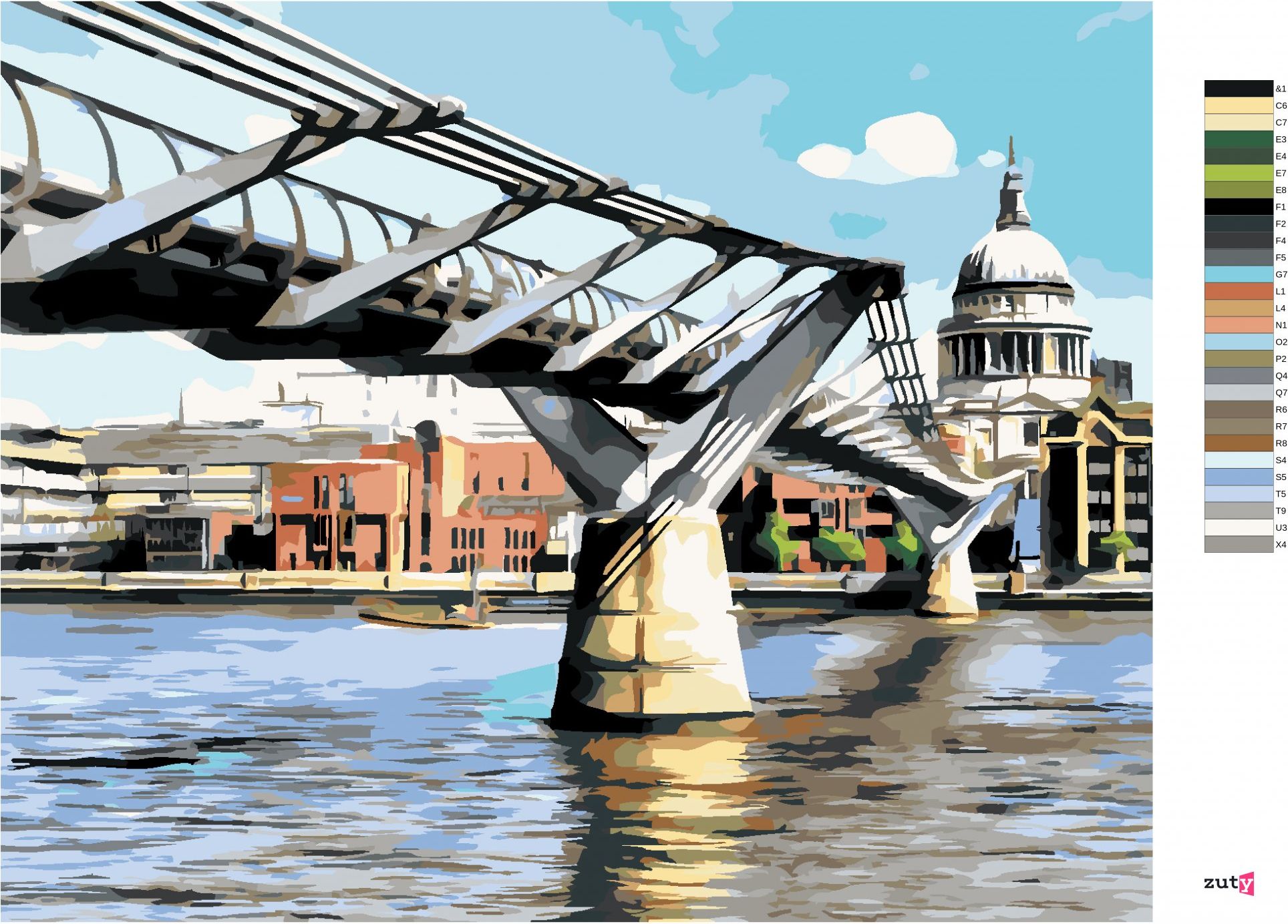 zuty Malování podle čísel - MILLENNIUM BRIDGE V LONDÝNĚ - Rozměr: 40x50 cm, Rámování: Varianta: vypnuté plátno na rám - obrázek 7