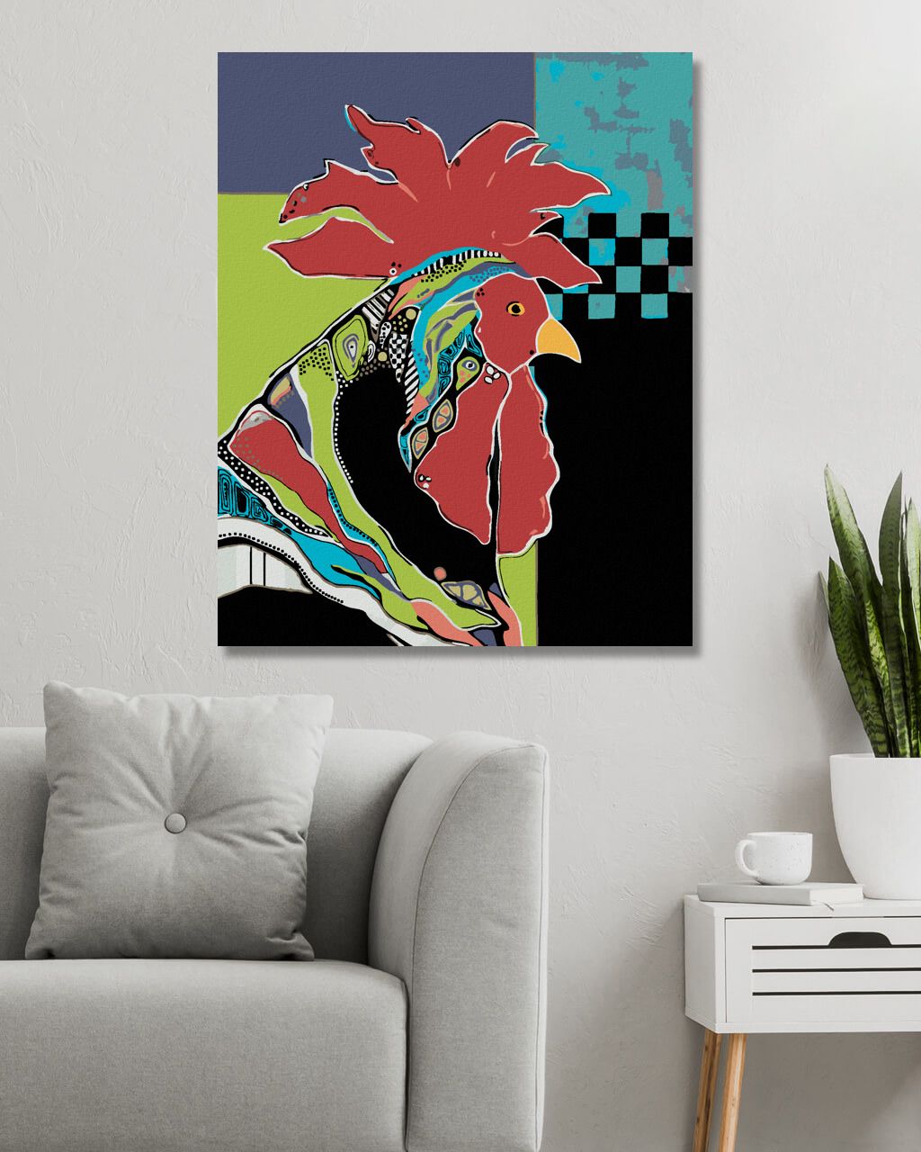 zuty Malování podle čísel - DOSPĚLÝ KOHOUT (JONNA JAMES) - Rozměr: 40x50 cm, Rámování: Varianta: bez rámu a bez vypnutí plátna - obrázek 7