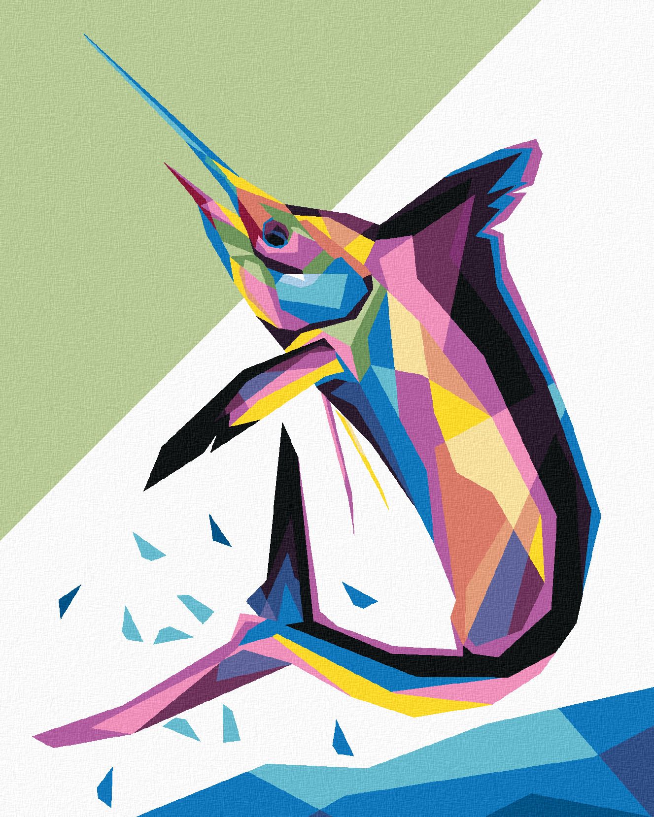 zuty Malování podle čísel - BAREVNÁ ABSTRAKTNÍ RYBA - Rozměr: 40x50 cm, Rámování: Varianta: bez rámu a bez vypnutí plátna - obrázek 1