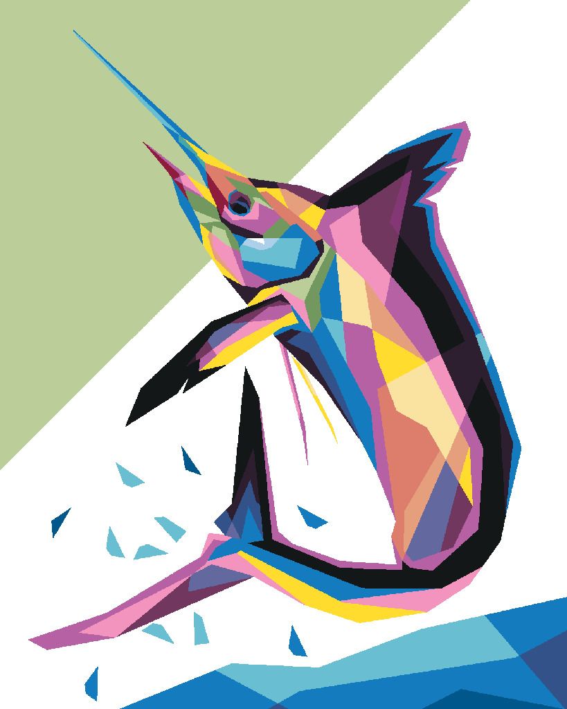 zuty Malování podle čísel - BAREVNÁ ABSTRAKTNÍ RYBA - Rozměr: 40x50 cm, Rámování: Varianta: vypnuté plátno na rám - obrázek 2