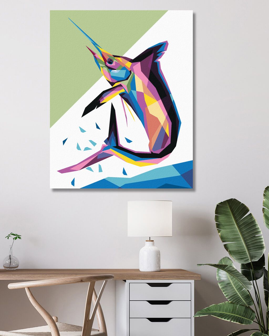 zuty Malování podle čísel - BAREVNÁ ABSTRAKTNÍ RYBA - Rozměr: 40x50 cm, Rámování: Varianta: vypnuté plátno na rám - obrázek 4