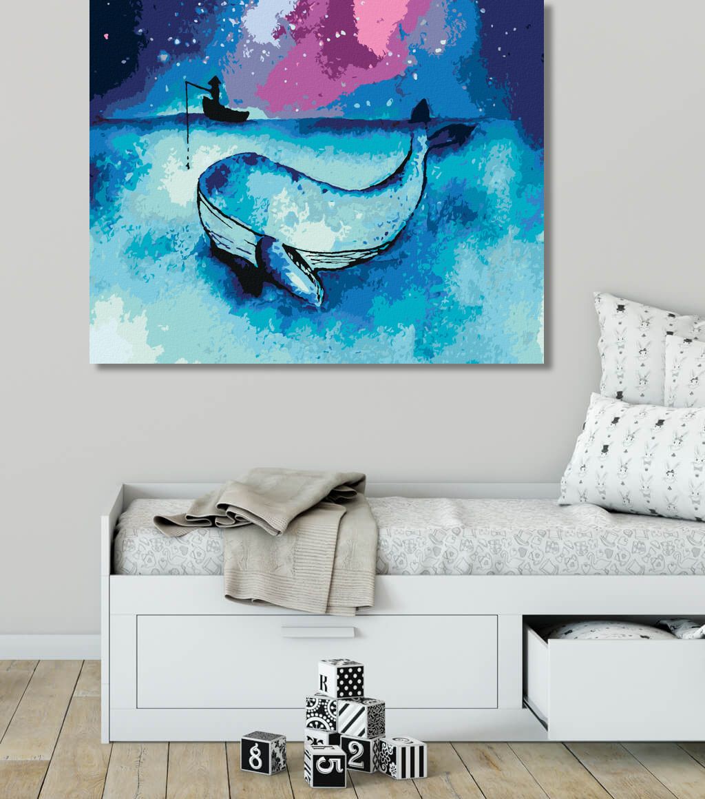 zuty Malování podle čísel - VELRYBA A RYBÁŘ NA LOĎCE - Rozměr: 40x50 cm, Rámování: Varianta: bez rámu a bez vypnutí plátna - obrázek 6