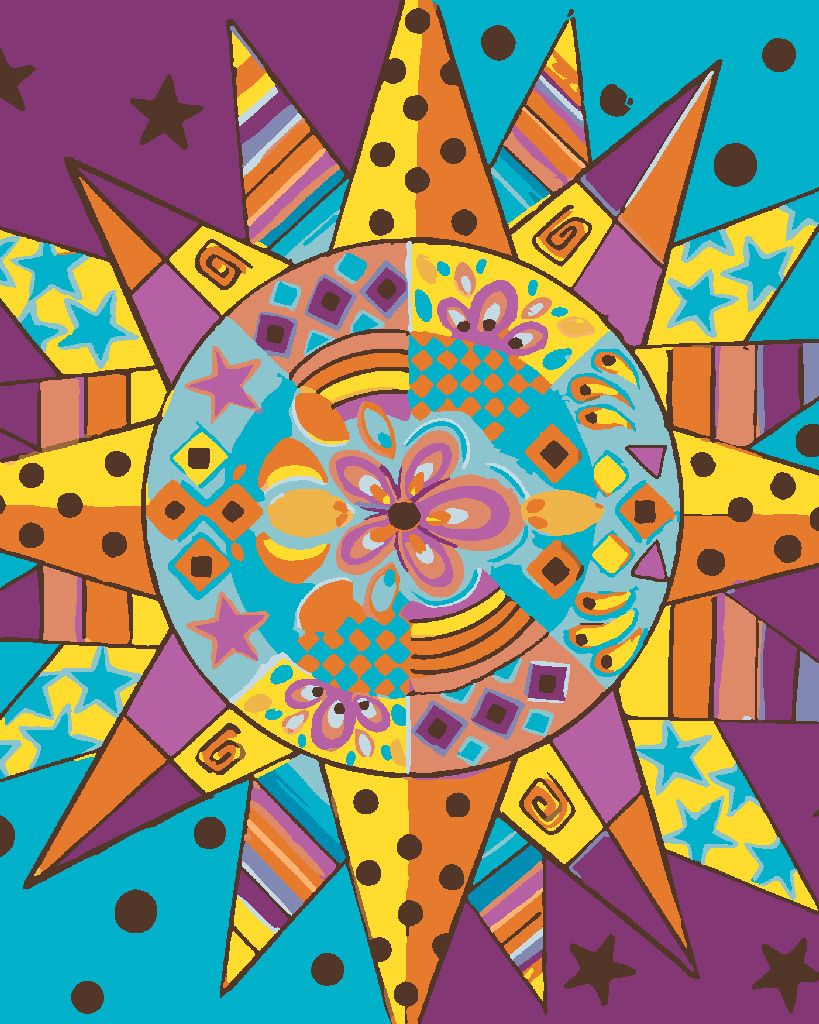 zuty Malování podle čísel - SLUNCE 2 (JONNA JAMES) - Rozměr: 40x50 cm, Rámování: Varianta: bez rámu a bez vypnutí plátna - obrázek 2
