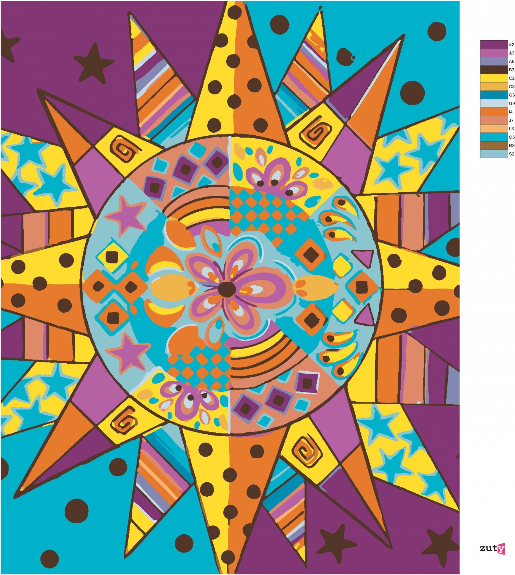 zuty Malování podle čísel - SLUNCE 2 (JONNA JAMES) - Rozměr: 40x50 cm, Rámování: Varianta: bez rámu a bez vypnutí plátna - obrázek 7