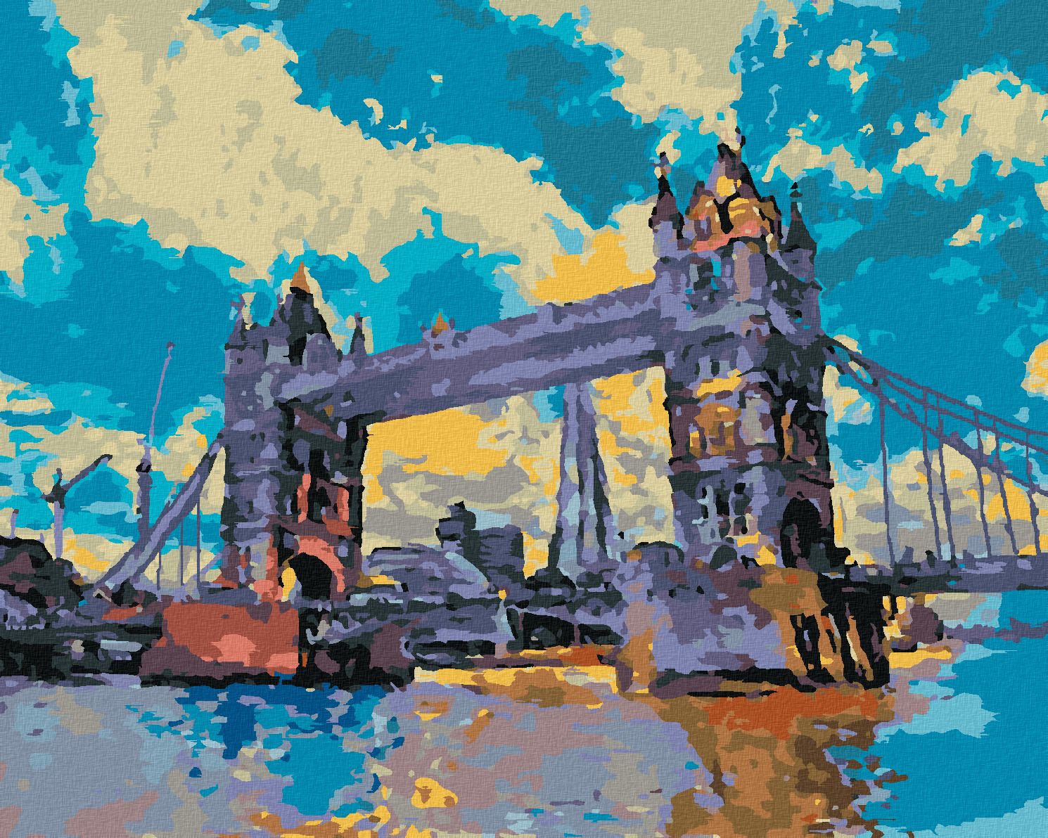zuty Malování podle čísel - TOWER BRIDGE V LONDÝNĚ - Rozměr: 40x50 cm, Rámování: Varianta: bez rámu a bez vypnutí plátna - obrázek 1