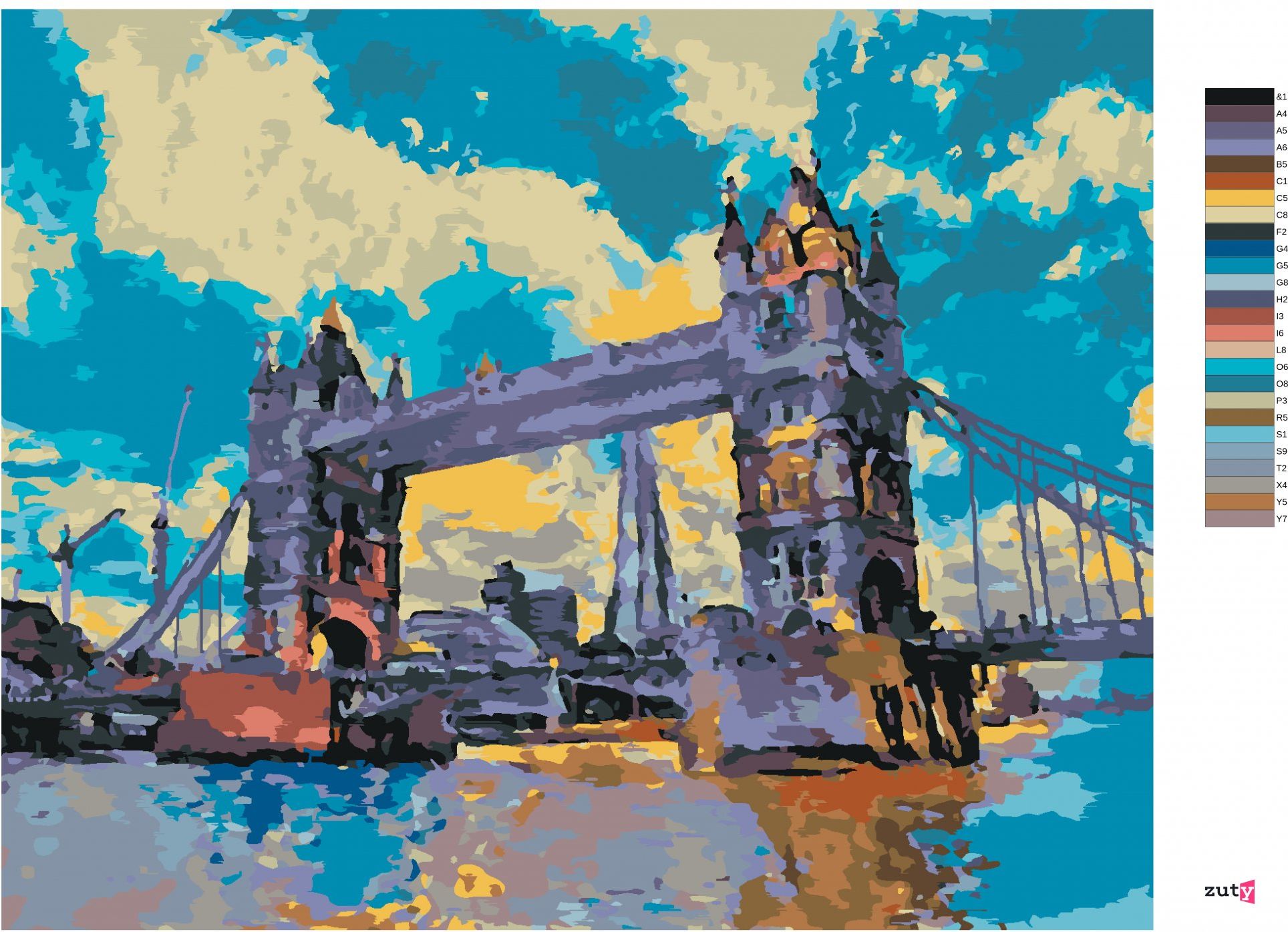 zuty Malování podle čísel - TOWER BRIDGE V LONDÝNĚ - Rozměr: 40x50 cm, Rámování: Varianta: bez rámu a bez vypnutí plátna - obrázek 7