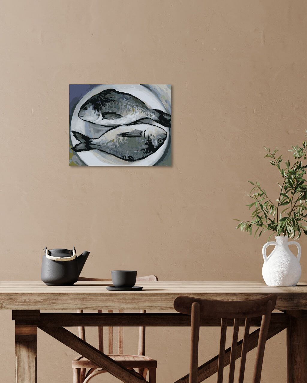 zuty Malování podle čísel - RYBY NA TALÍŘI - Rozměr: 40x50 cm, Rámování: Varianta: bez rámu a bez vypnutí plátna - obrázek 5